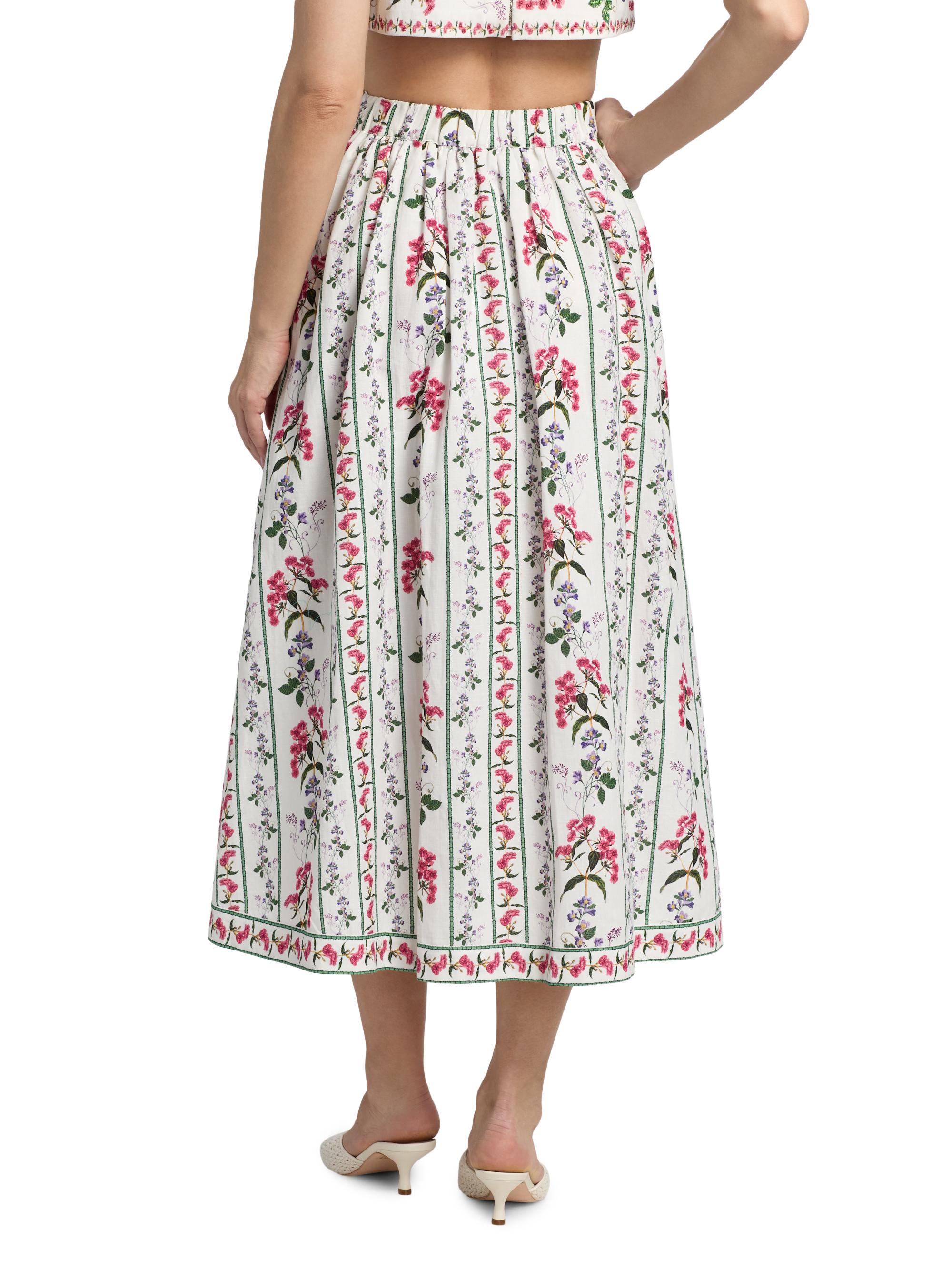 Hemant & Nandita Women's Floral Linen-Cotton Midi-Skirt - | Thumbnail 5