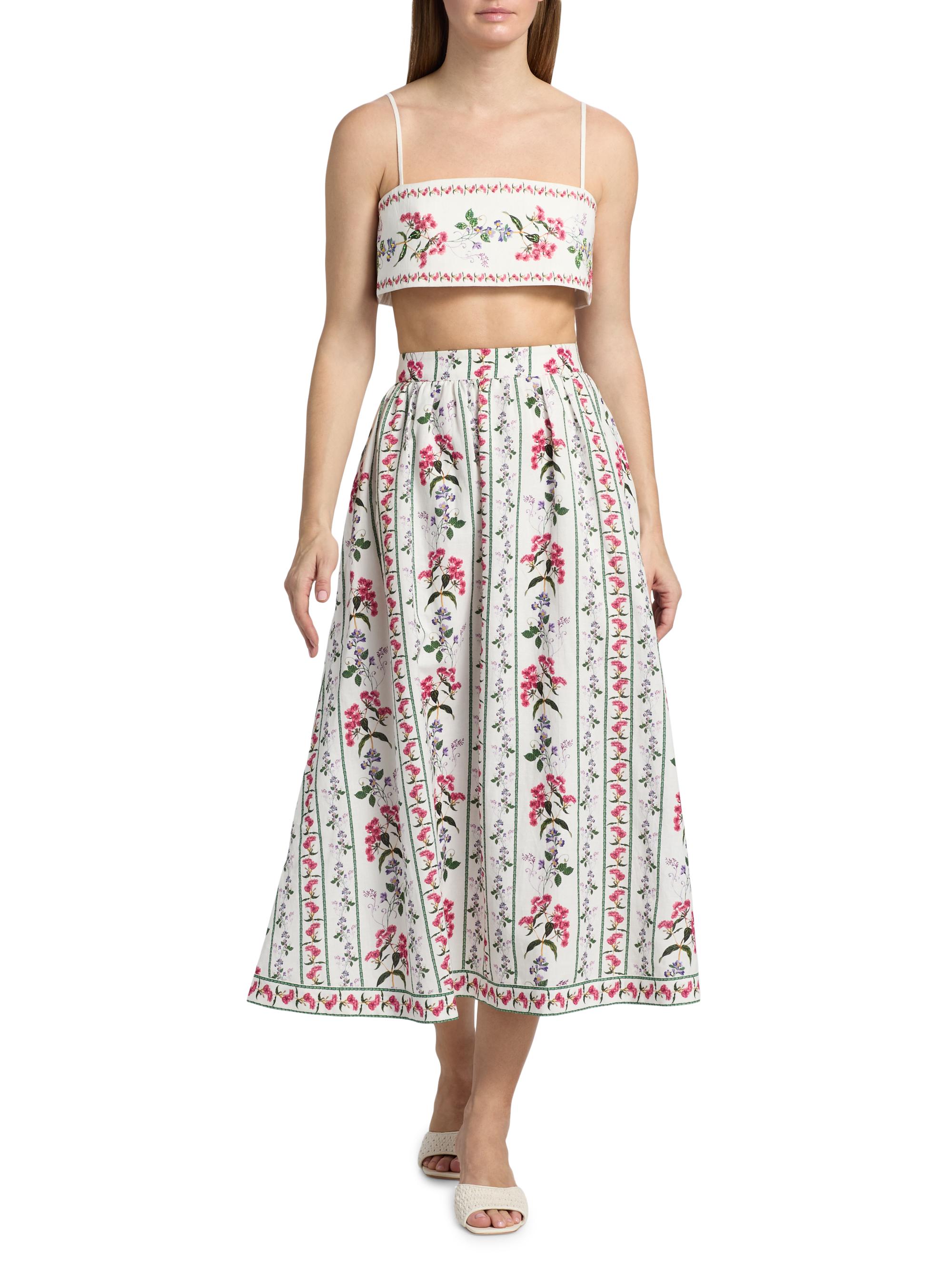 Hemant & Nandita Women's Floral Linen-Cotton Midi-Skirt - | Thumbnail 2