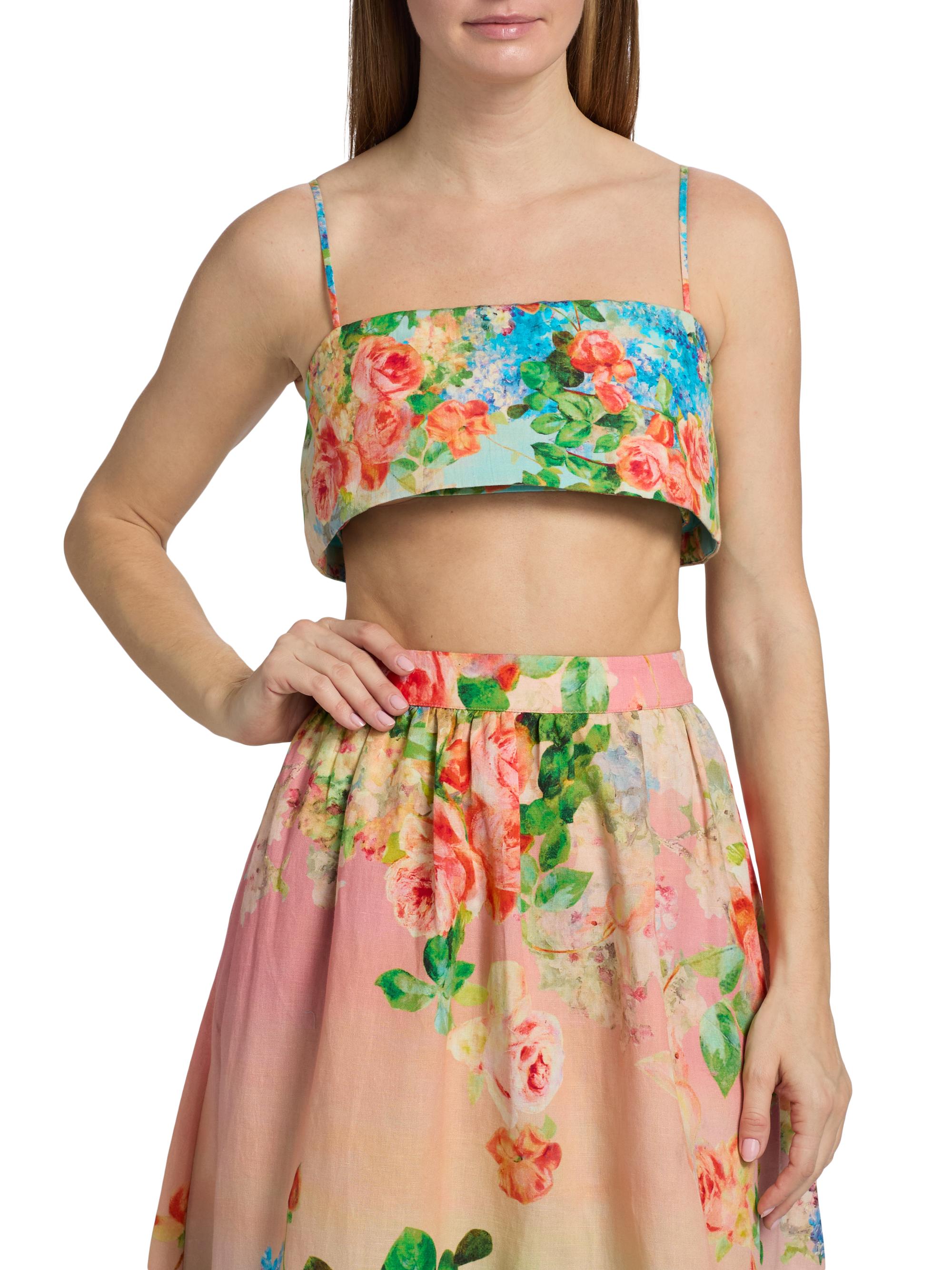Hemant & Nandita Women's Floral Linen-Cotton Crop Top | Thumbnail 3