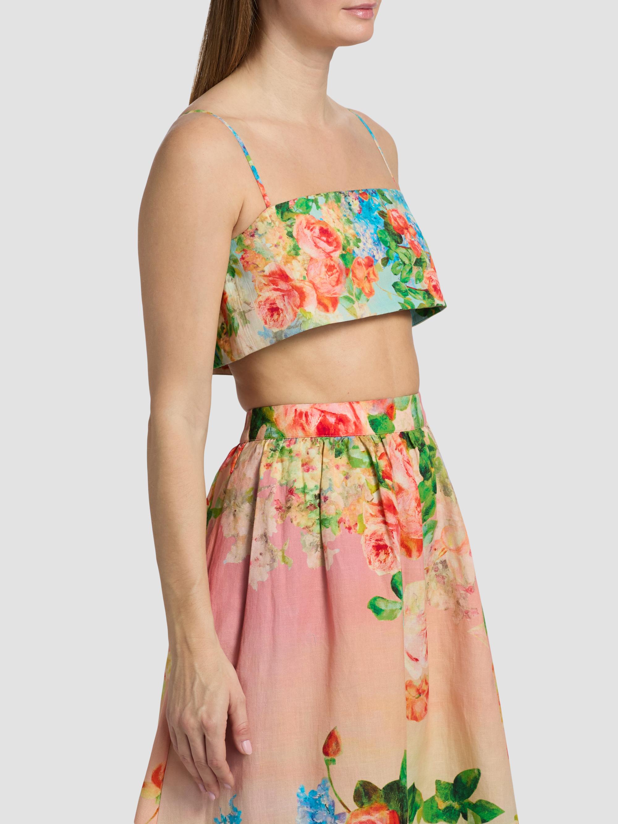 Hemant & Nandita Women's Floral Linen-Cotton Crop Top | Thumbnail 4