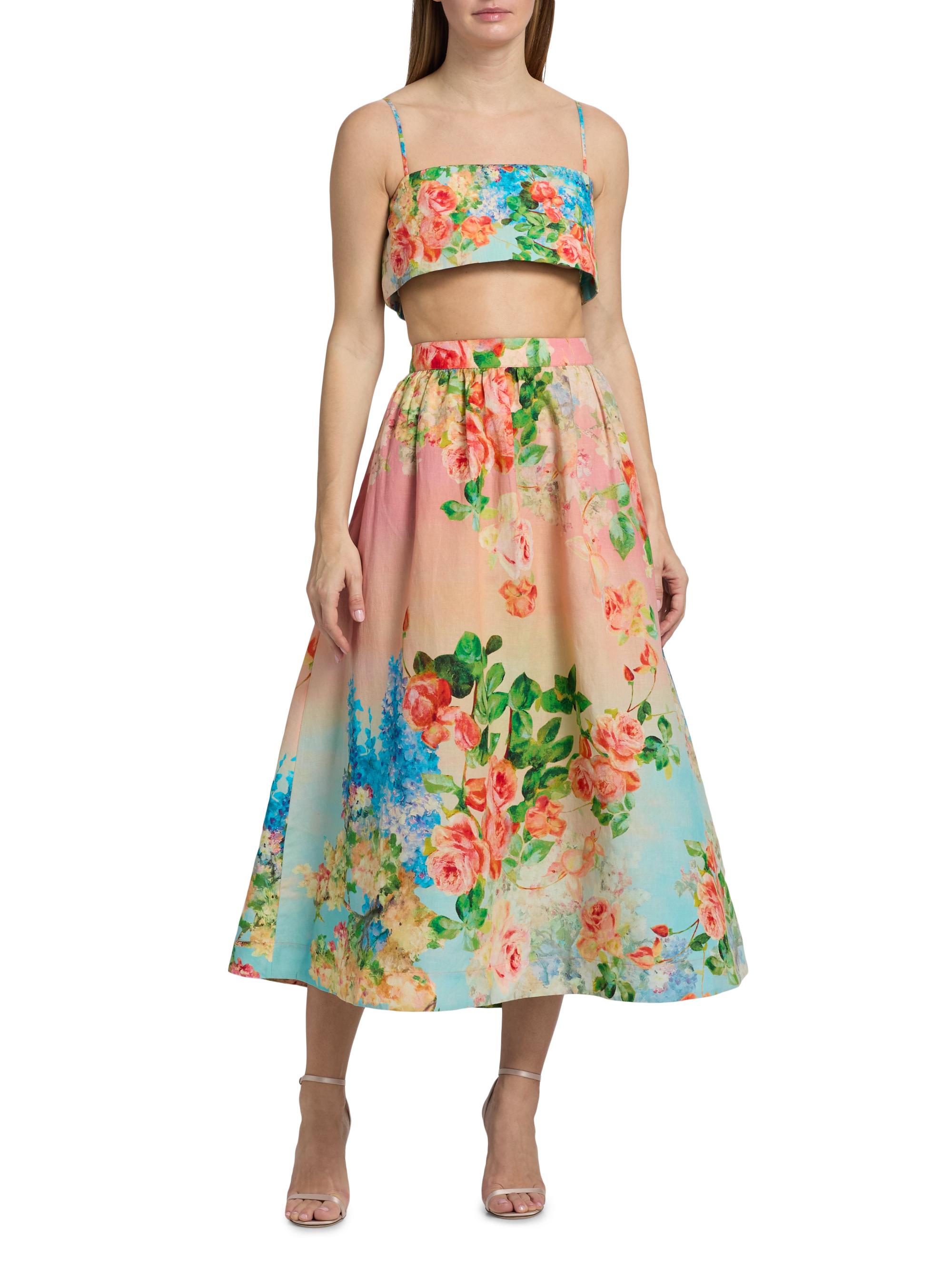 Hemant & Nandita Women's Floral Linen-Cotton Crop Top | Thumbnail 2