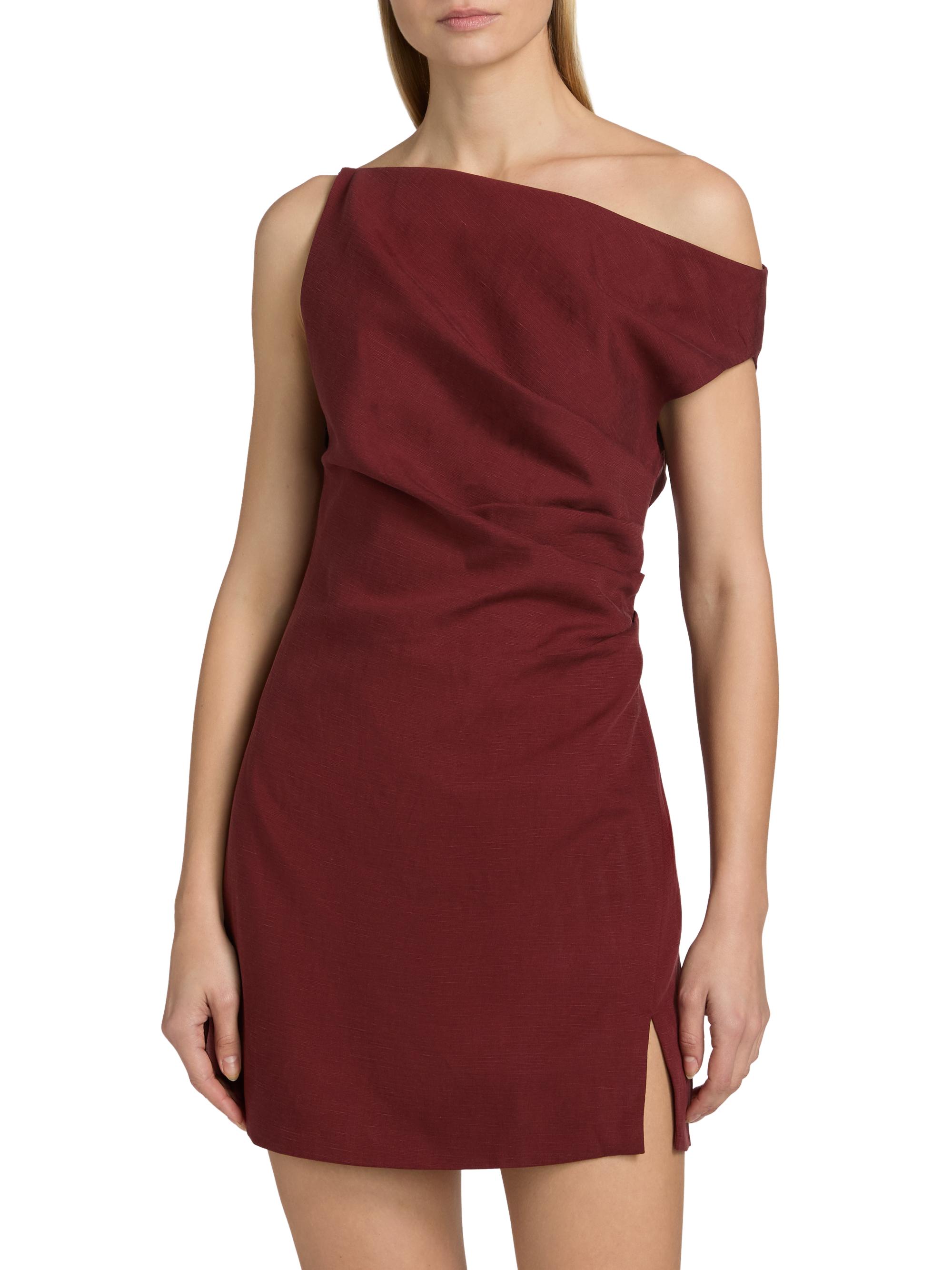 Ronny Kobo Women's Winnie Draped One-Shoulder Minidress - Burgundy | Thumbnail 3
