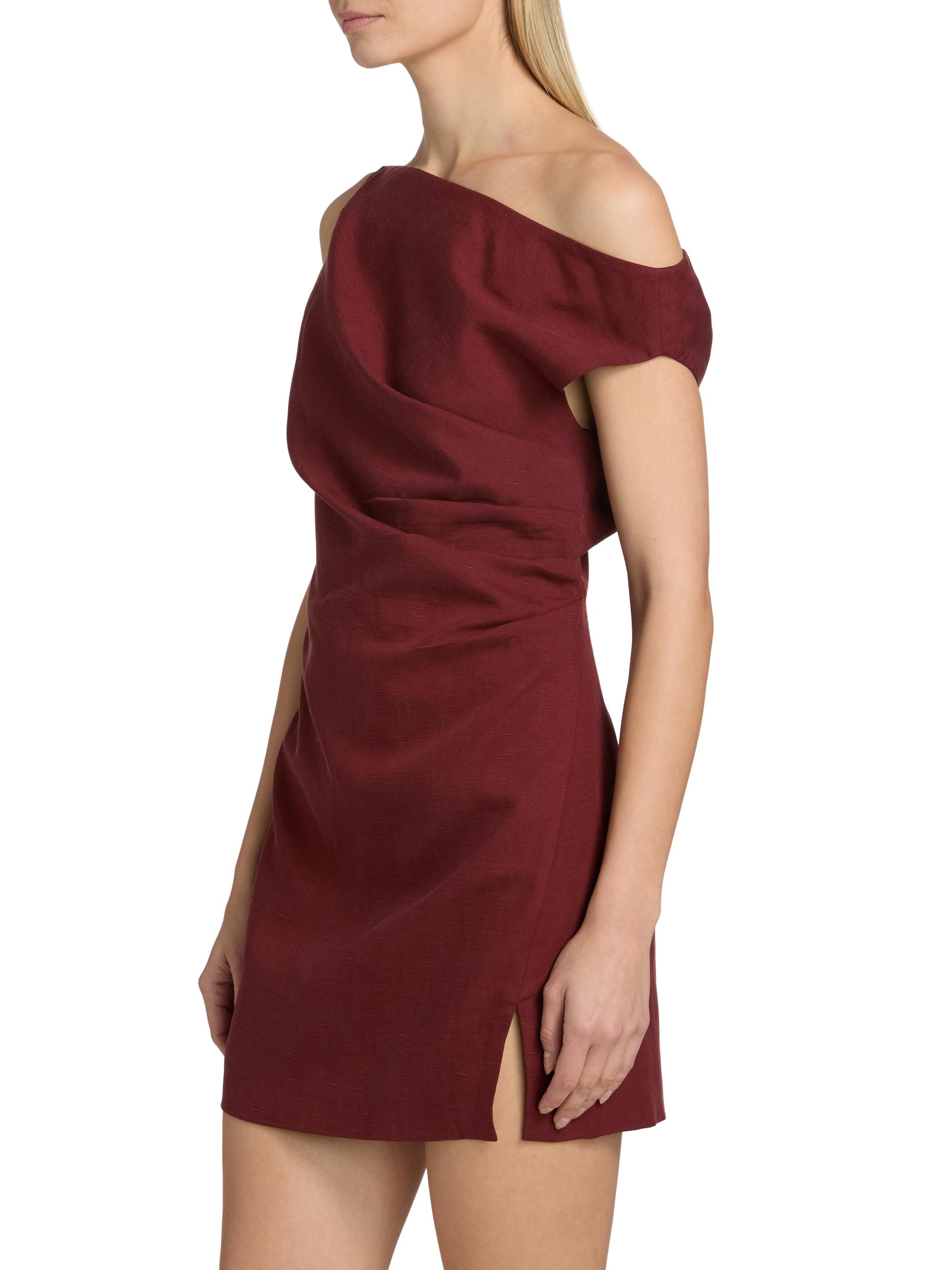Ronny Kobo Women's Winnie Draped One-Shoulder Minidress - Burgundy | Thumbnail 4