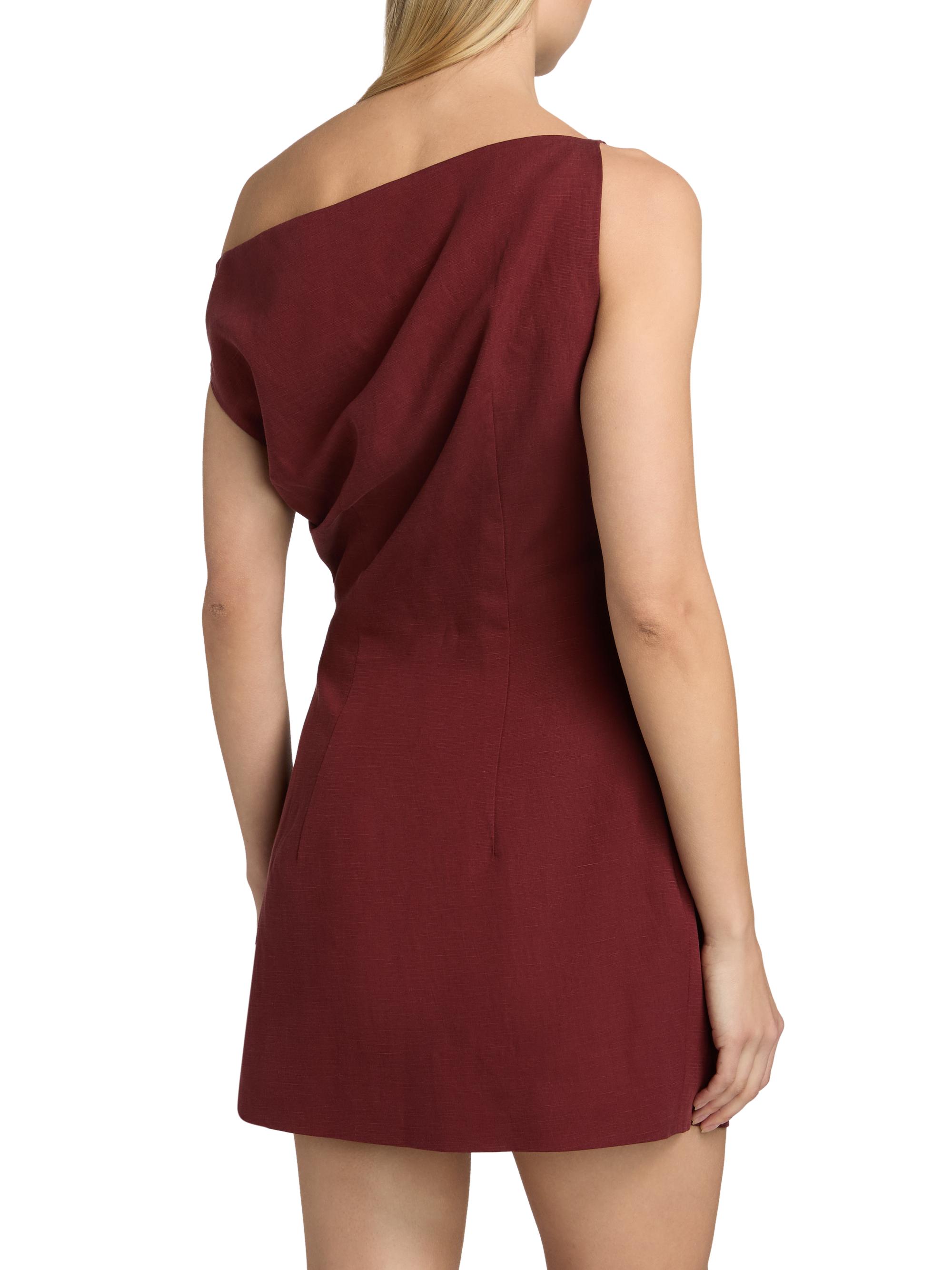 Ronny Kobo Women's Winnie Draped One-Shoulder Minidress - Burgundy | Thumbnail 5