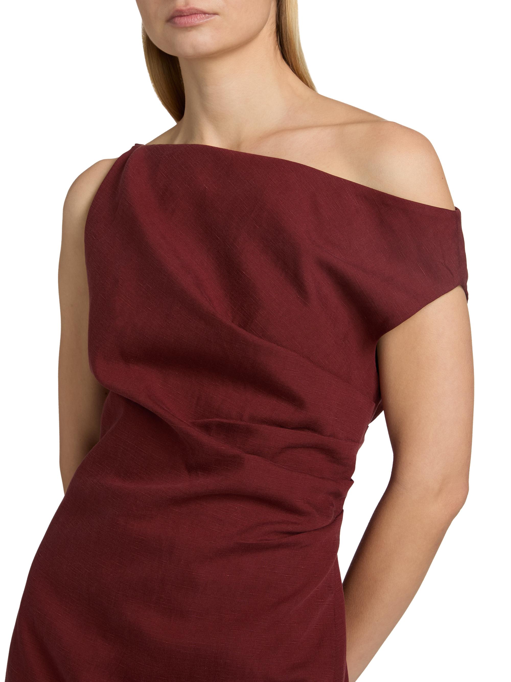 Ronny Kobo Women's Winnie Draped One-Shoulder Minidress - Burgundy | Thumbnail 6