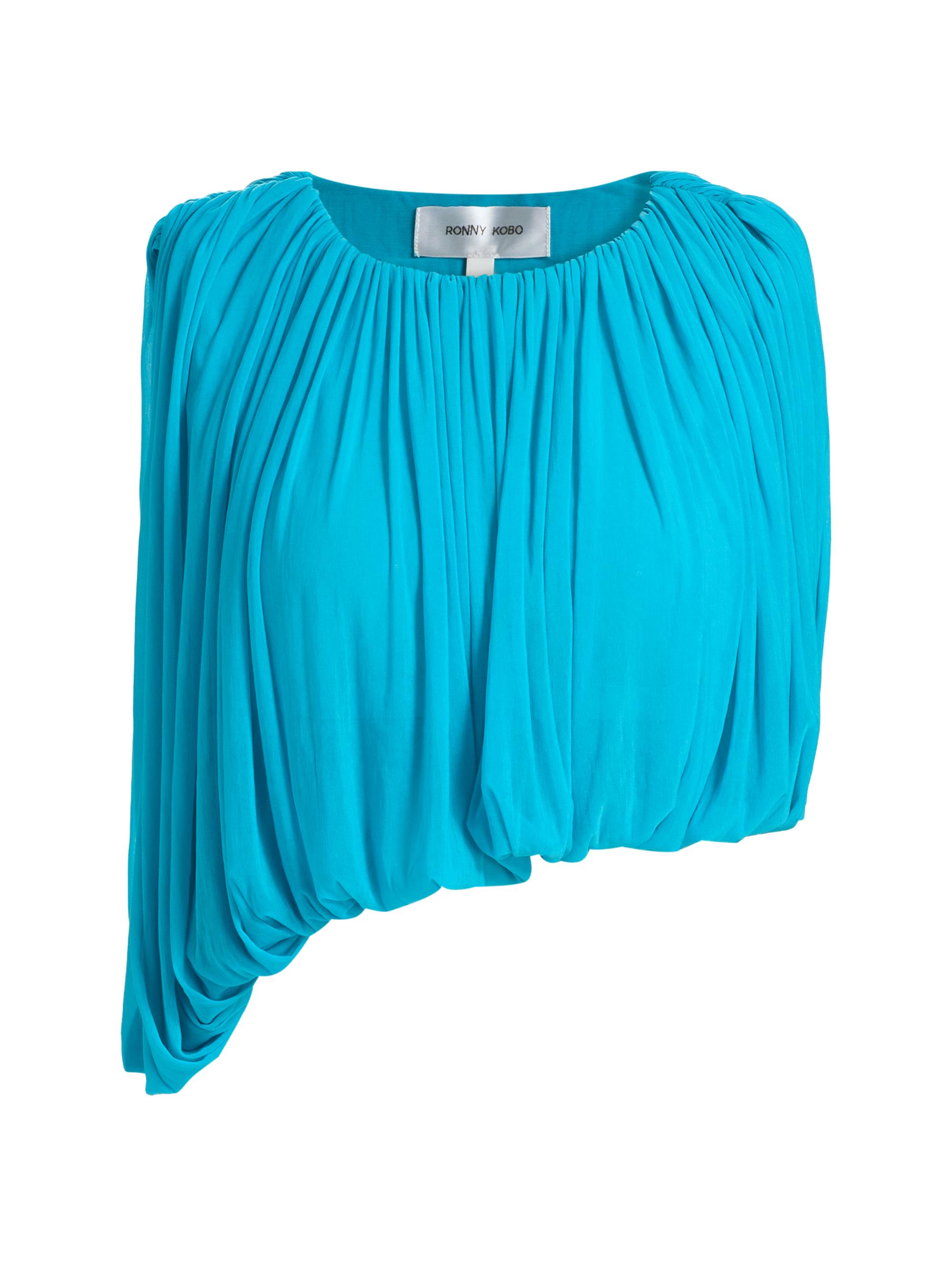Women's Chelly Ruched Crop Top - Turquoise - Size Medium