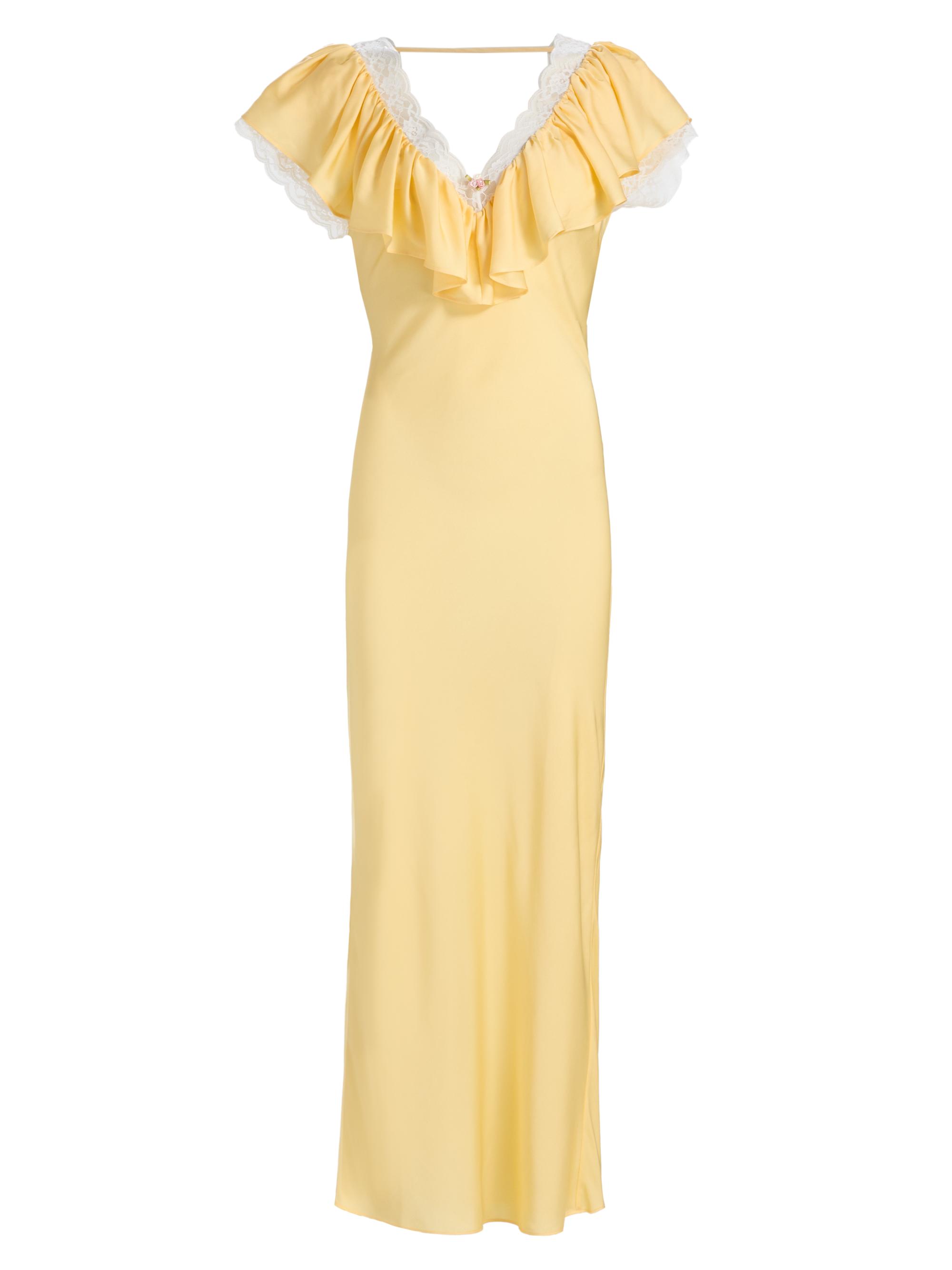 Ronny Kobo Women's Gracie Lace Silk-Blend Ruffle Maxi Dress - Citrine