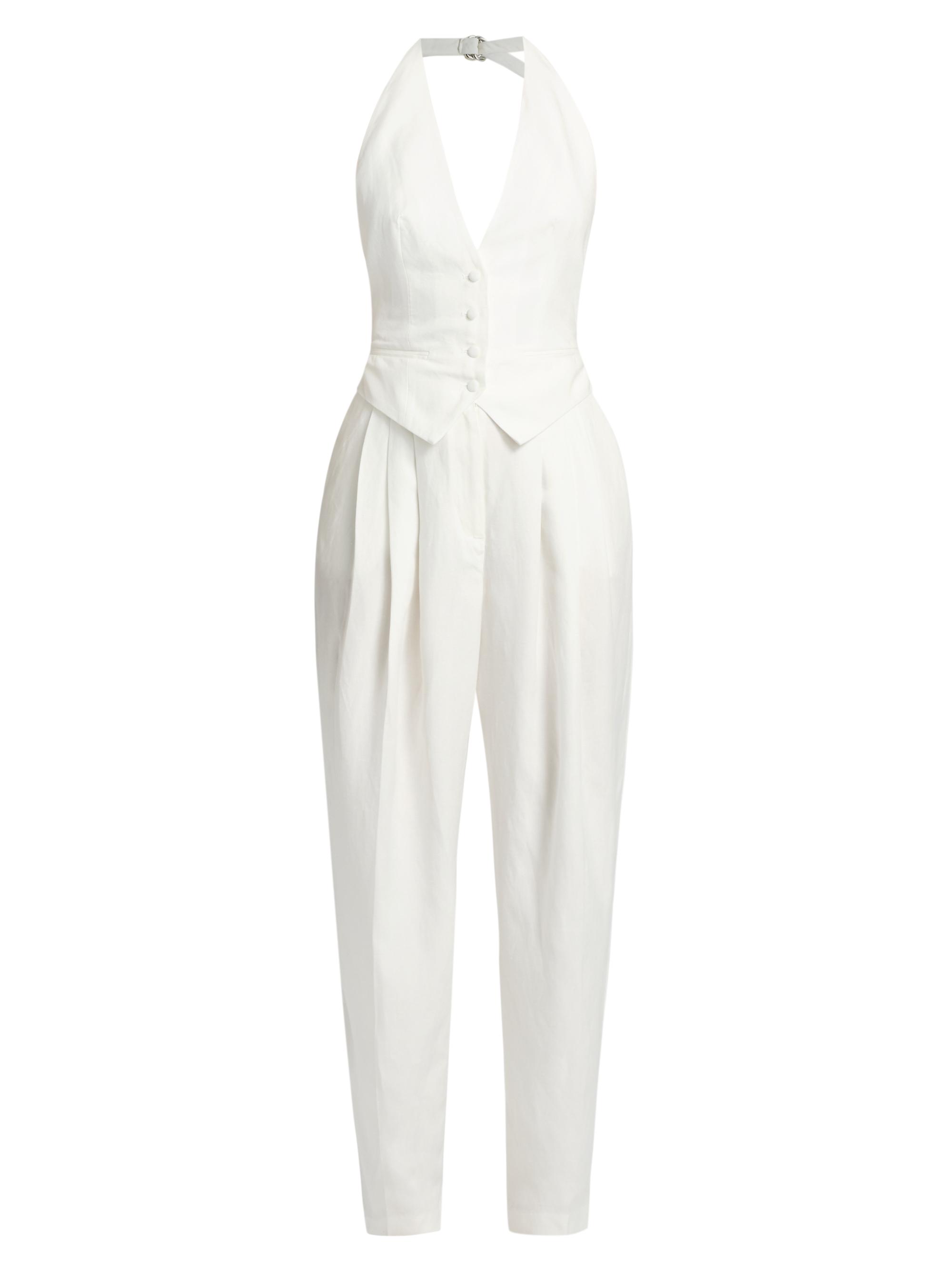 Amsale Crepe Wide-Leg Jumpsuit | Saks Fifth Avenue