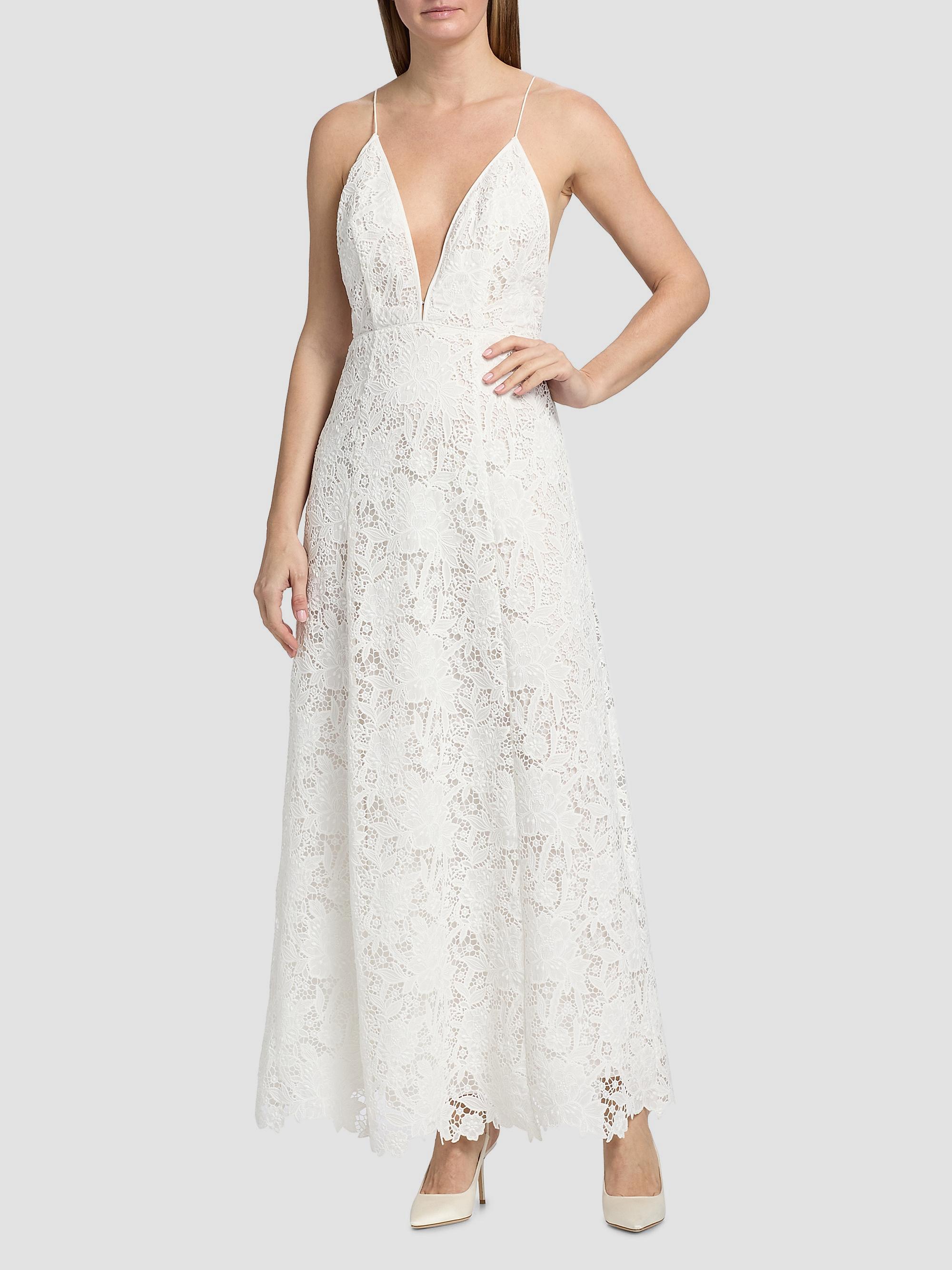 Ronny Kobo Women's Kim Embroidered Plunging V-Neck Maxi Dress - White | Thumbnail 3