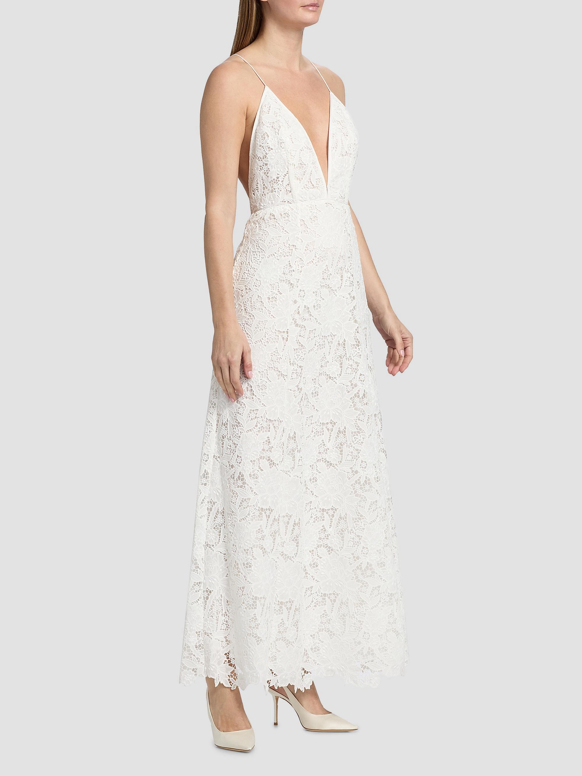 Ronny Kobo Women's Kim Embroidered Plunging V-Neck Maxi Dress - White | Thumbnail 4