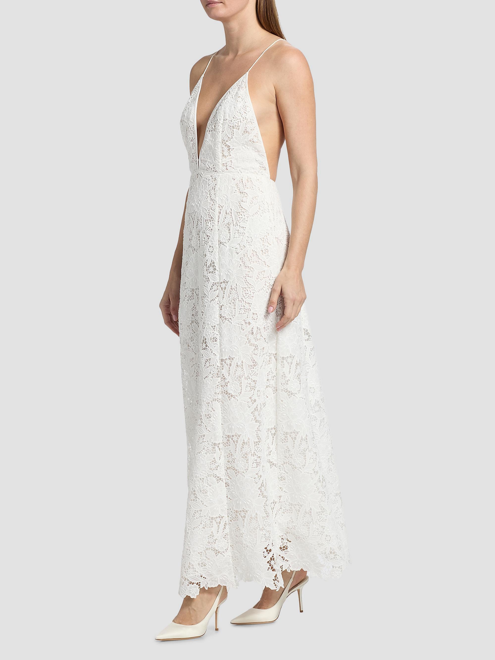 Ronny Kobo Women's Kim Embroidered Plunging V-Neck Maxi Dress - White | Thumbnail 2