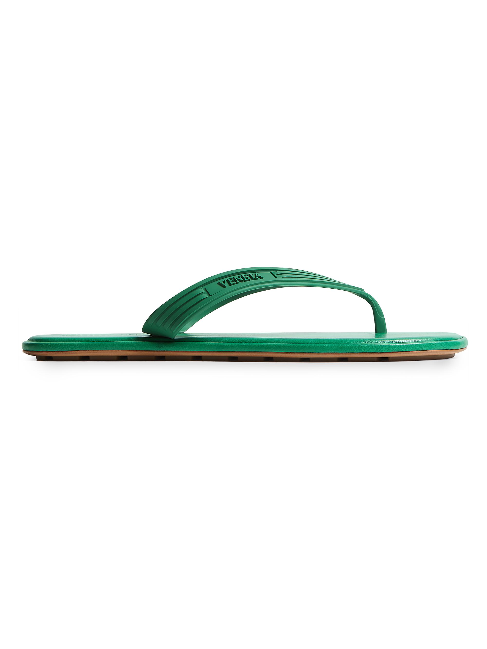 Bottega Veneta Men's Sampieri Logo Slip-On Sandals - Grass Green