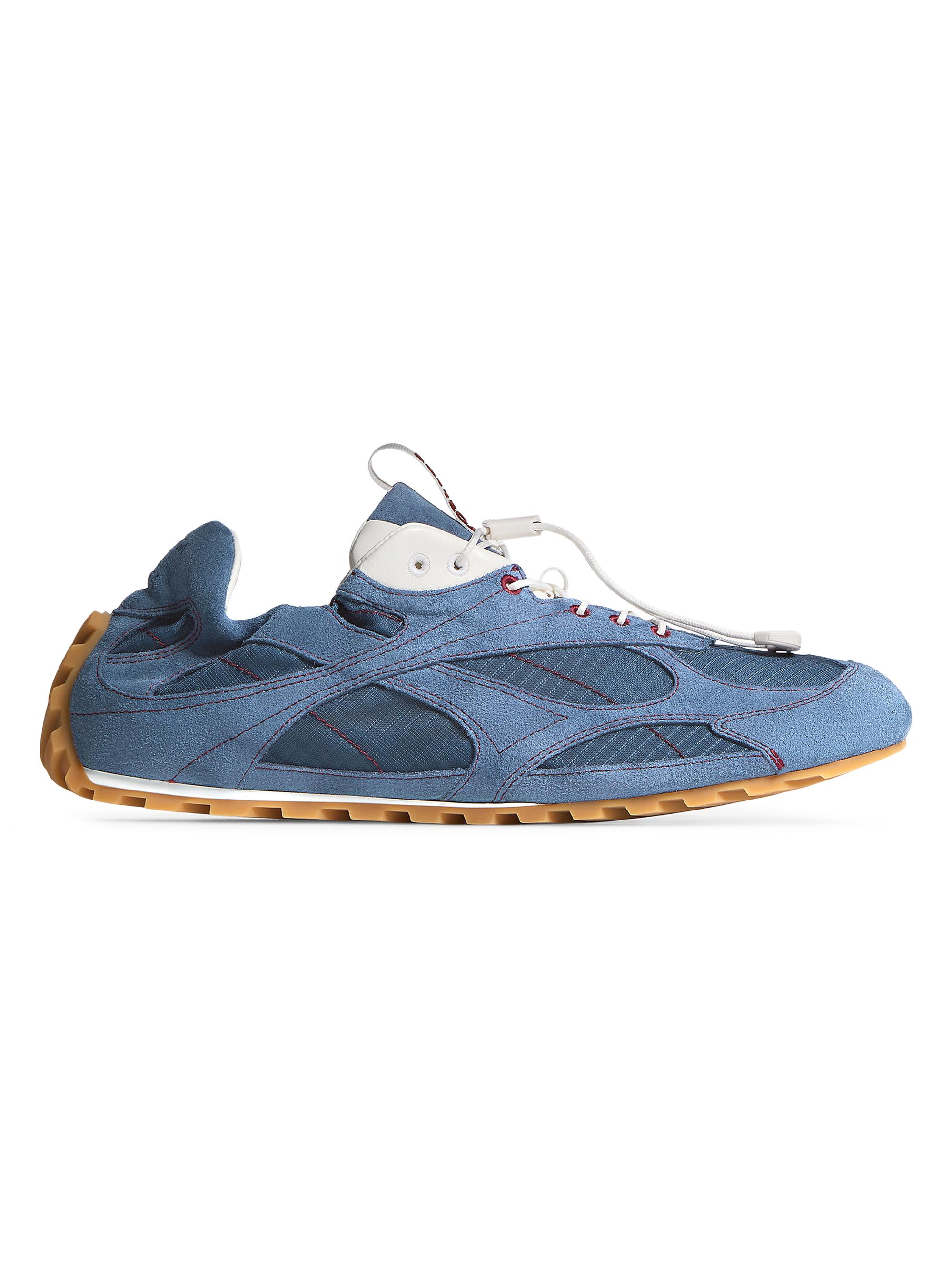 Bottega Veneta Men's Orbit Flash Low-Top Suede Sneakers - Blue Venezia