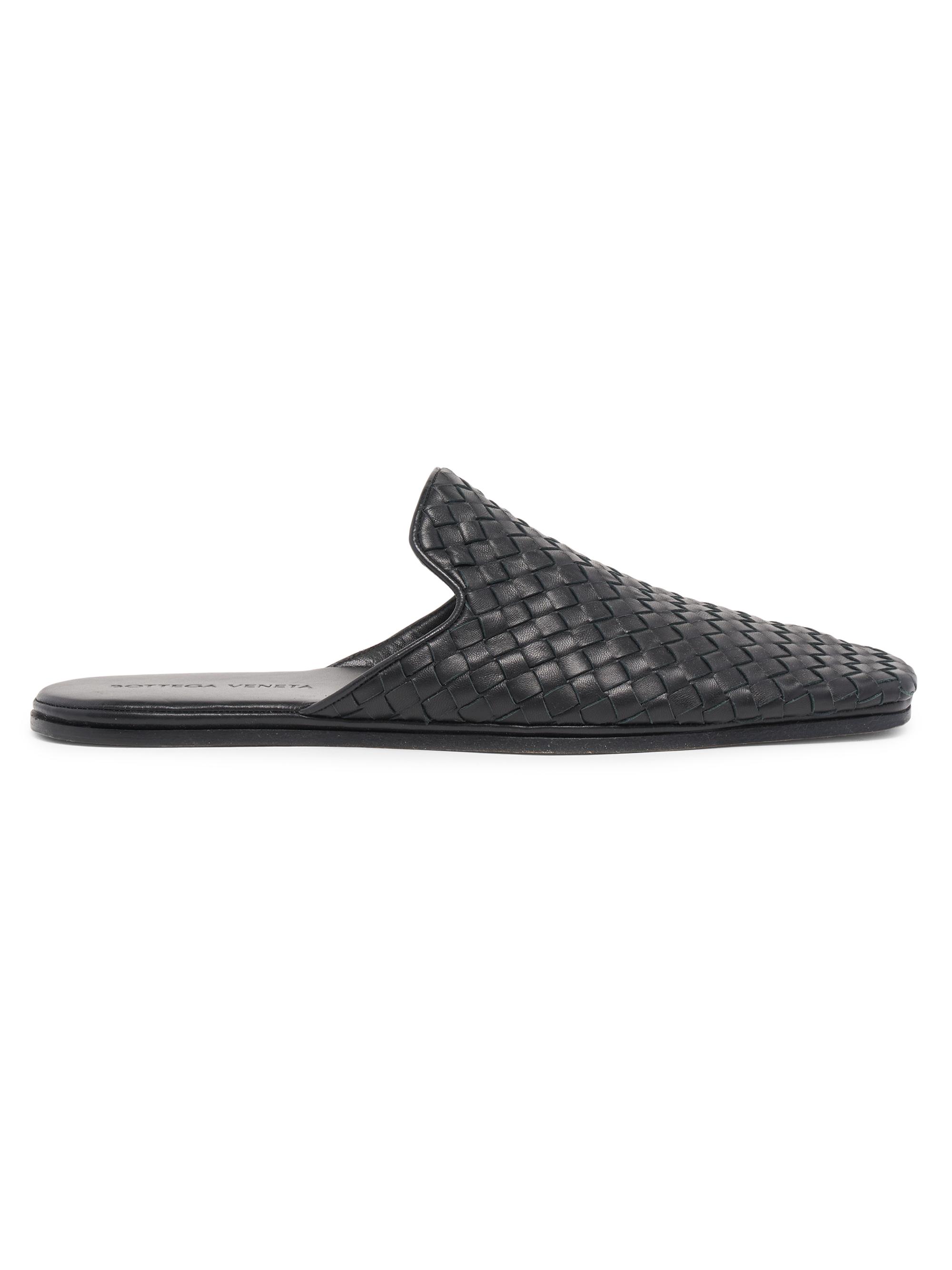 Bottega Veneta Men's Palazzo Intrecciato Leather Mules - Black