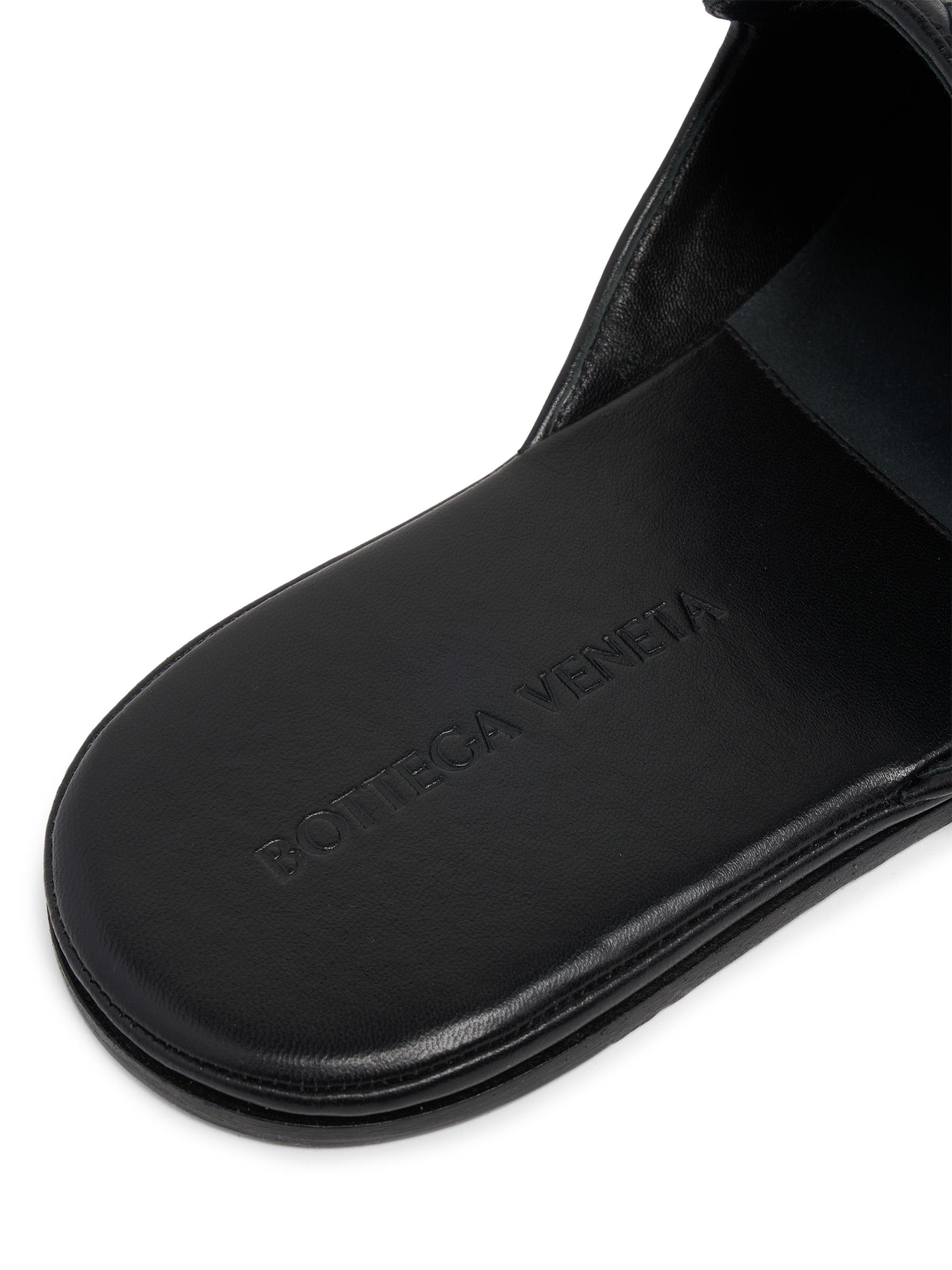 Bottega Veneta Men's Palazzo Intrecciato Leather Mules - Black | Thumbnail 4