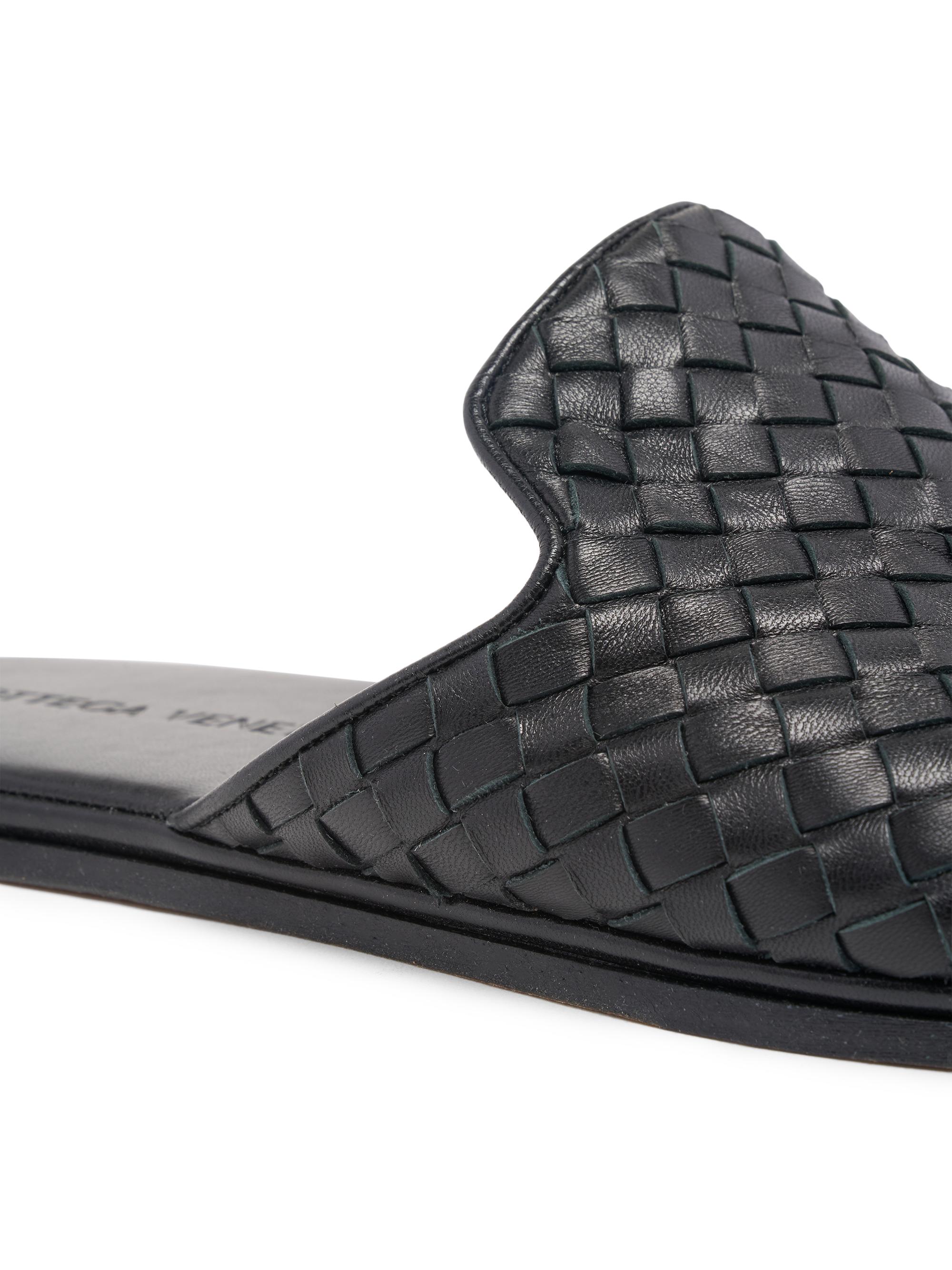Bottega Veneta Men's Palazzo Intrecciato Leather Mules - Black | Thumbnail 6