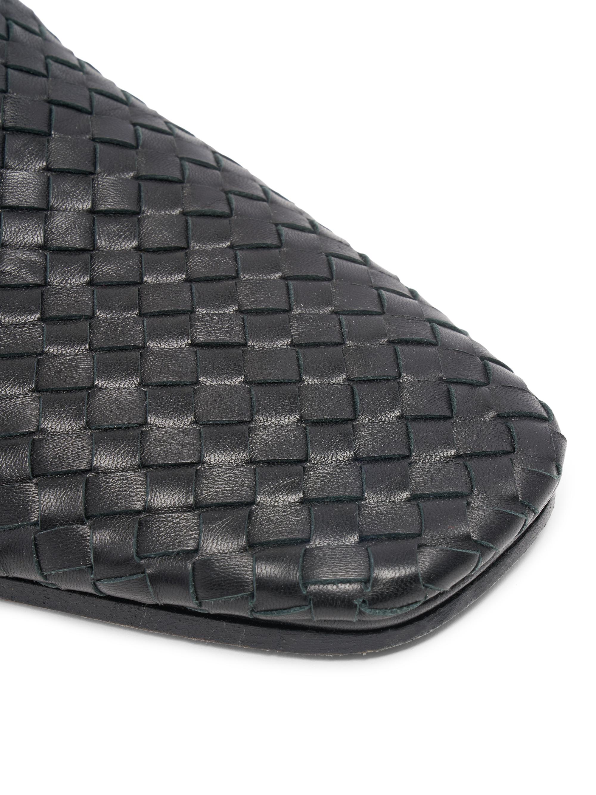 Bottega Veneta Men's Palazzo Intrecciato Leather Mules - Black | Thumbnail 7
