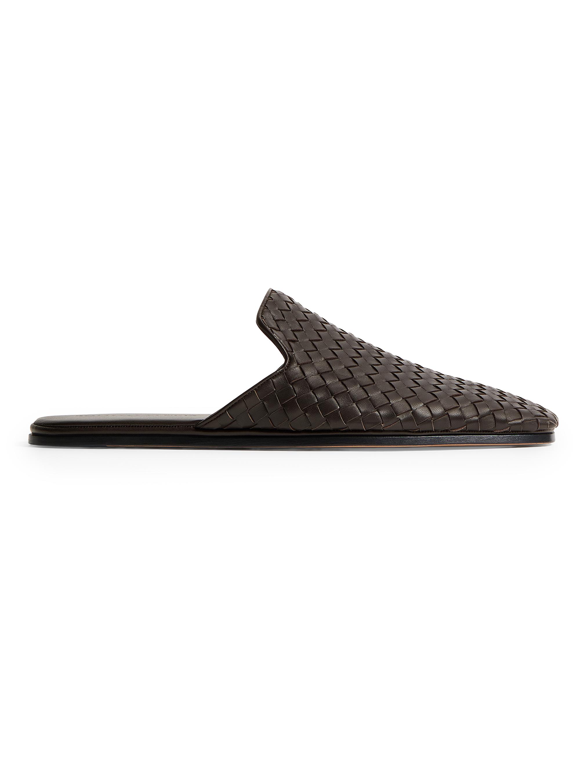 Bottega Veneta Men's Palazzo Intrecciato Leather Slippers - Espresso