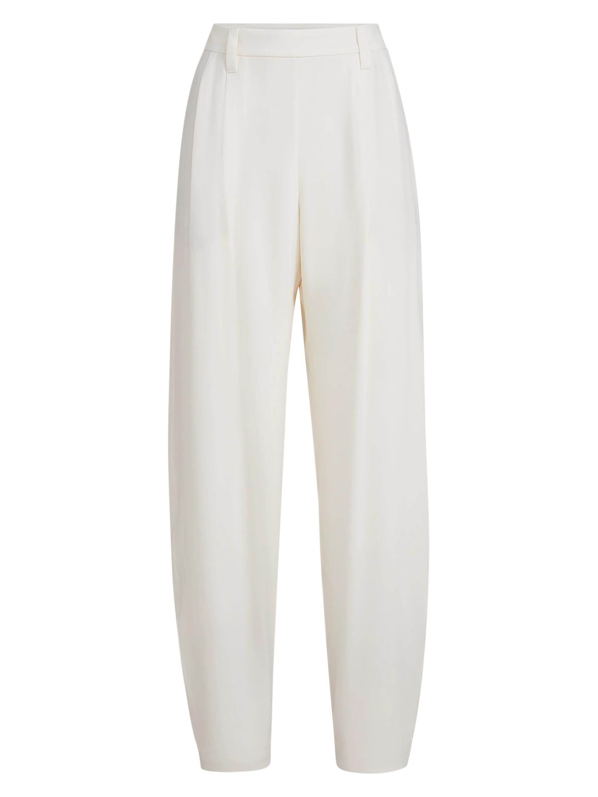 Brunello Cucinelli Women's Sablé Silk Crêpe Slouchy Trousers with Monili - White