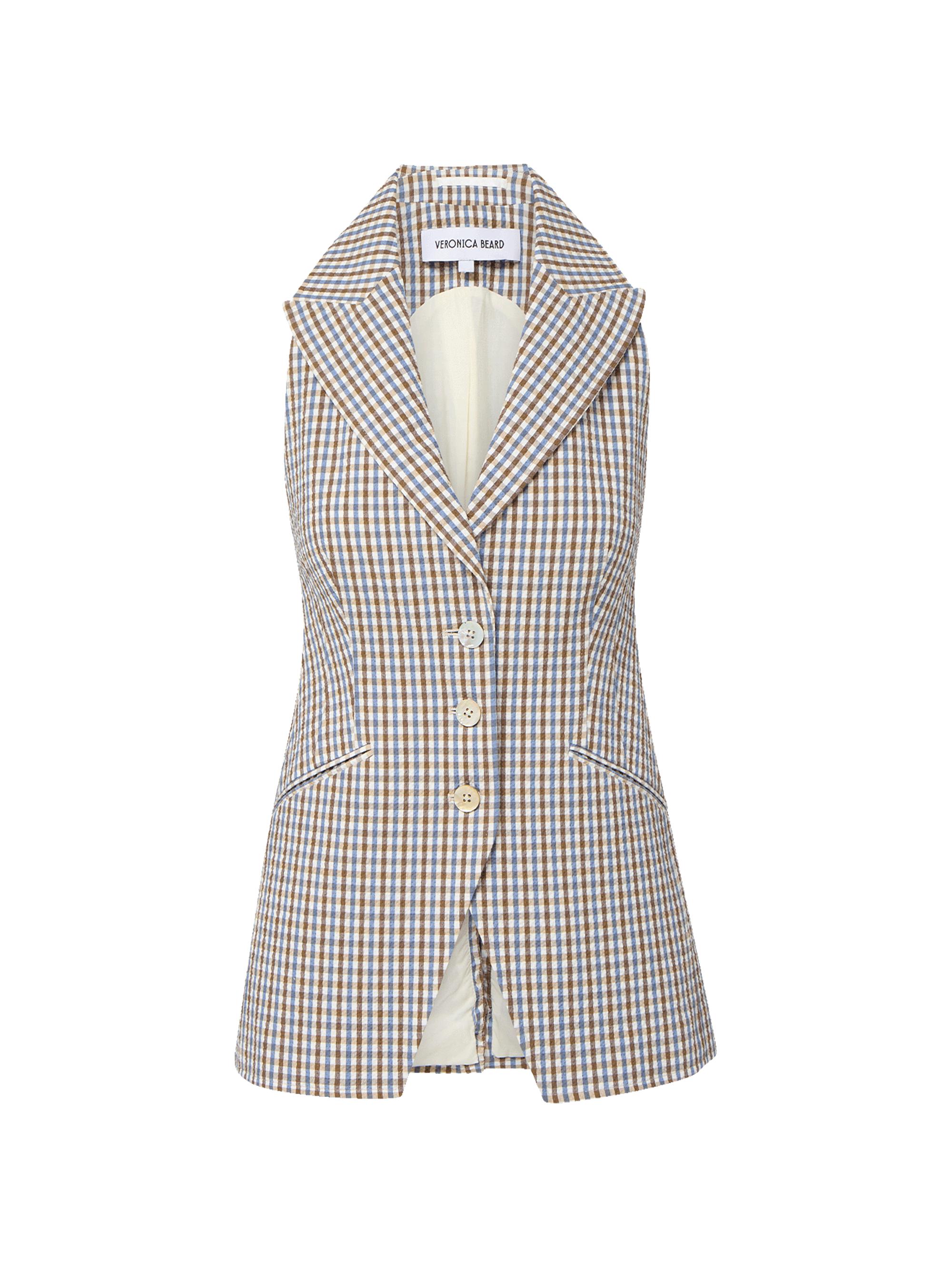 Veronica Beard Women's Costa Gingham Tailored Vest - Acorn Multi