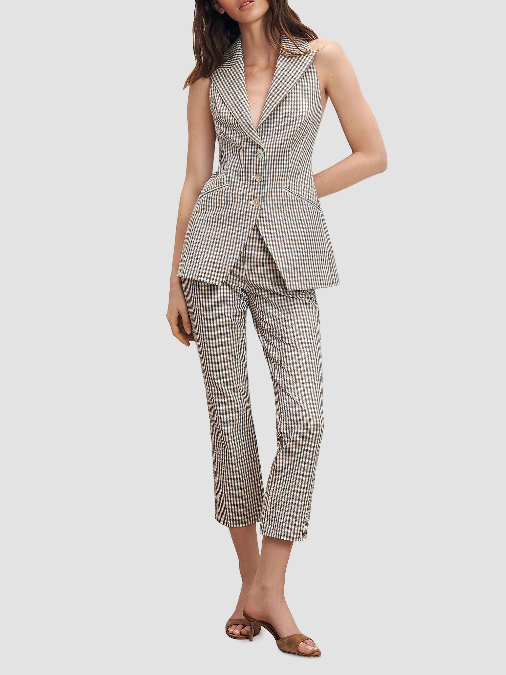 Veronica Beard Costa Gingham Tailored Vest | Saks Fifth Avenue