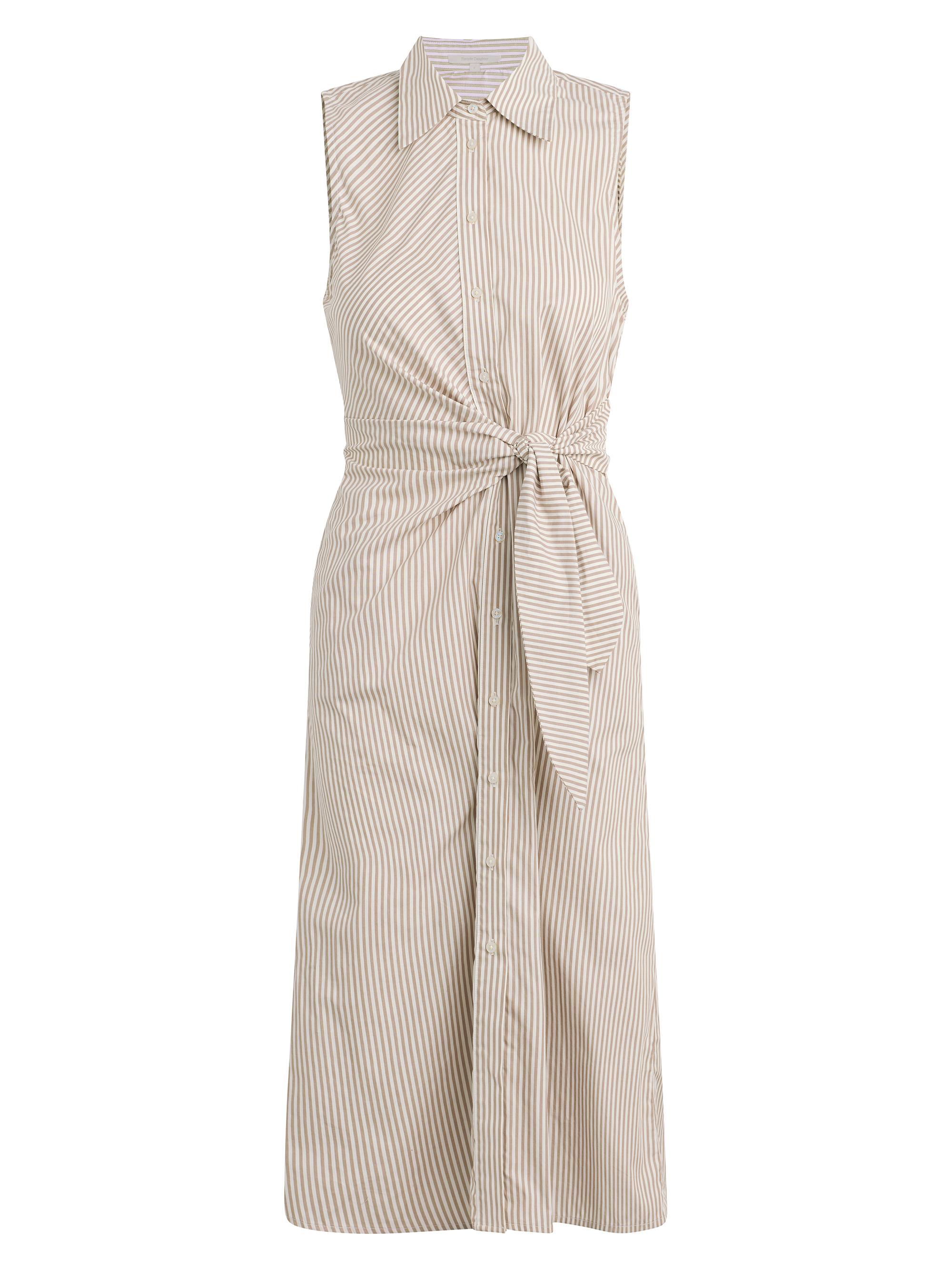 Favorite Daughter Women's The Good Behavior Striped Front-Tie Midi-Shirtdress - Soft Taupe Stripe