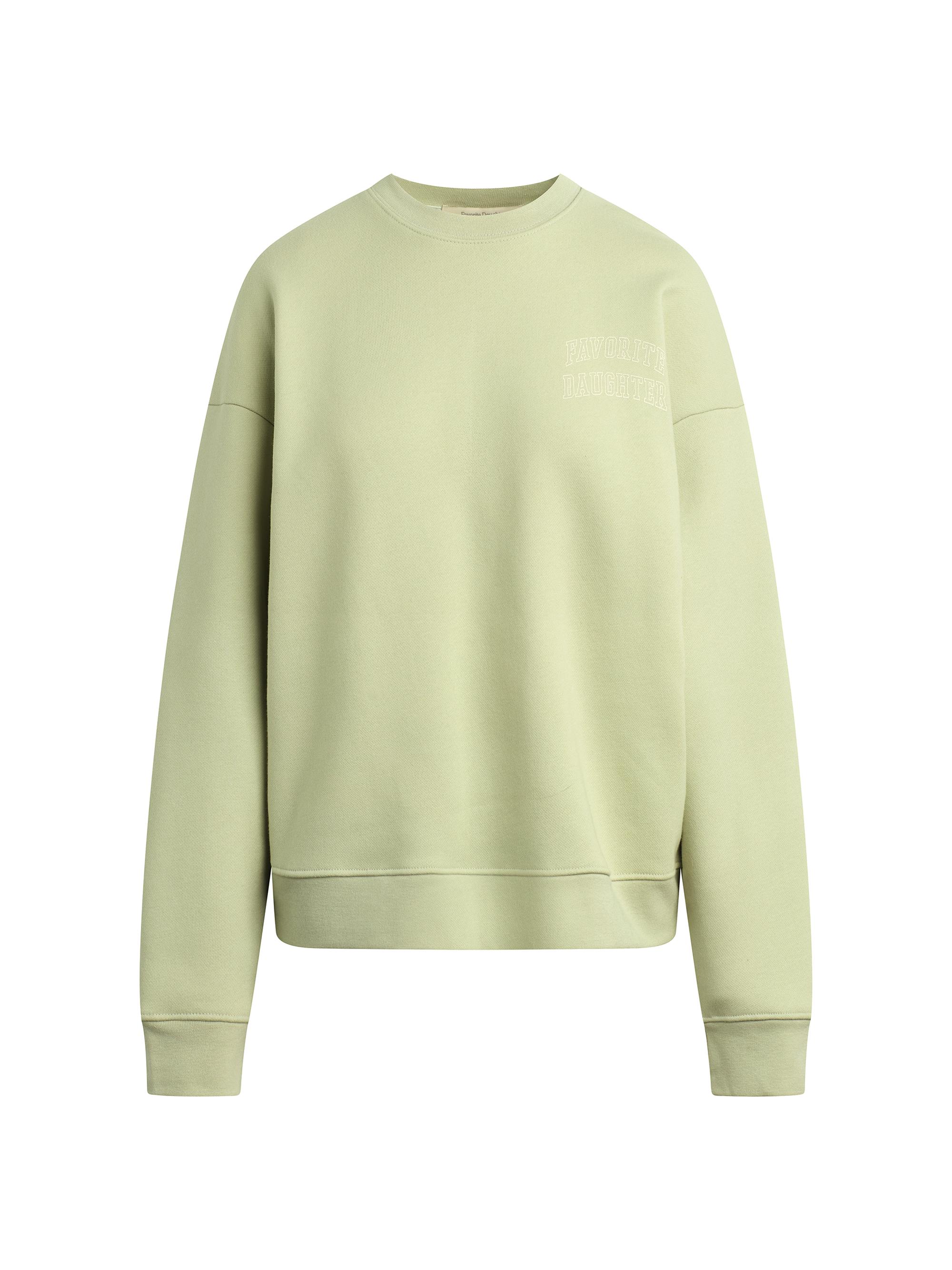 Favorite Daughter Women's The Collegiate Chest Logo Sweatshirt - Light Sage Garden