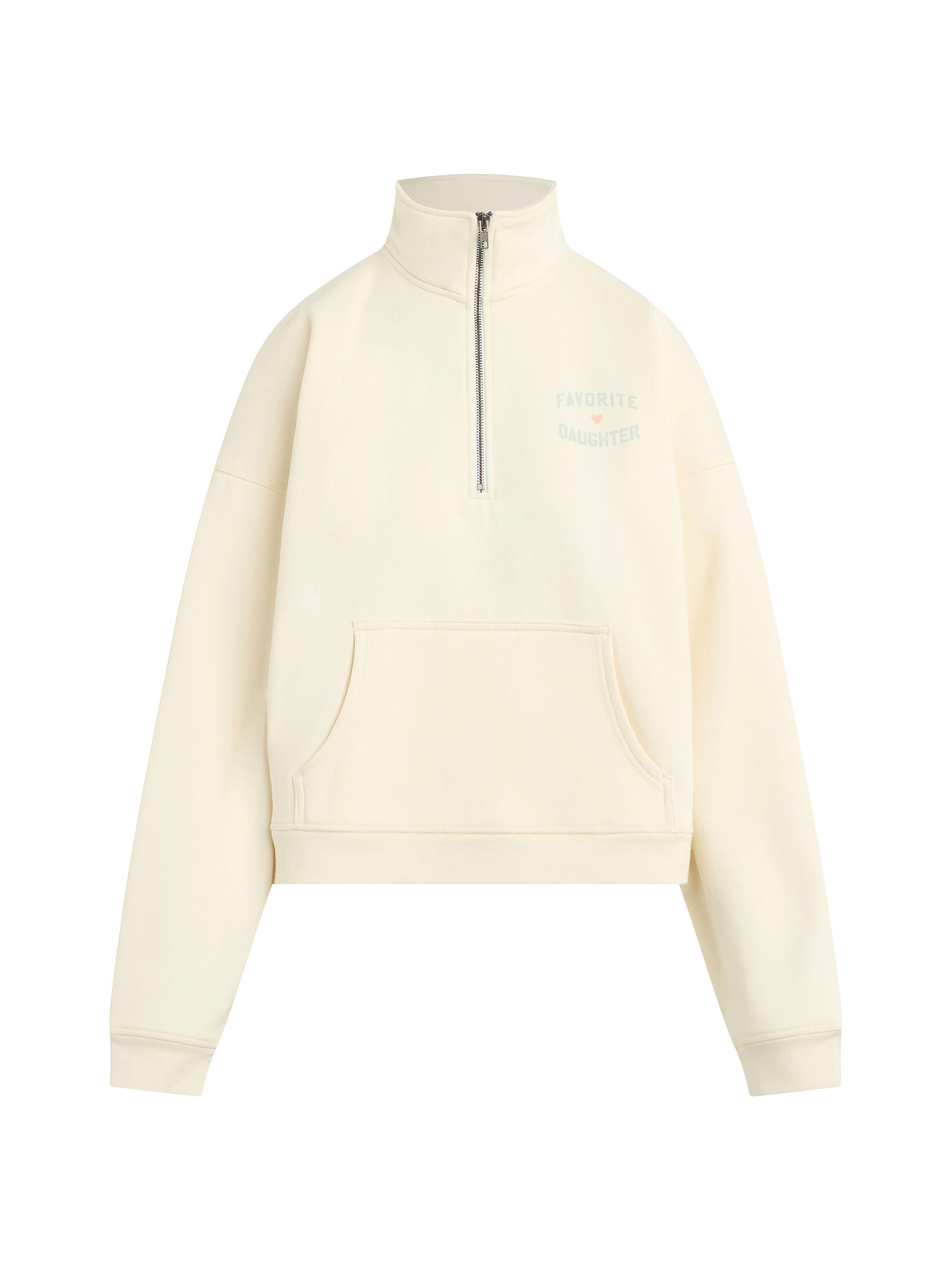 Favorite Daughter Women's The  Logo Half-Zip Sweatshirt - Gardenia Light Sage