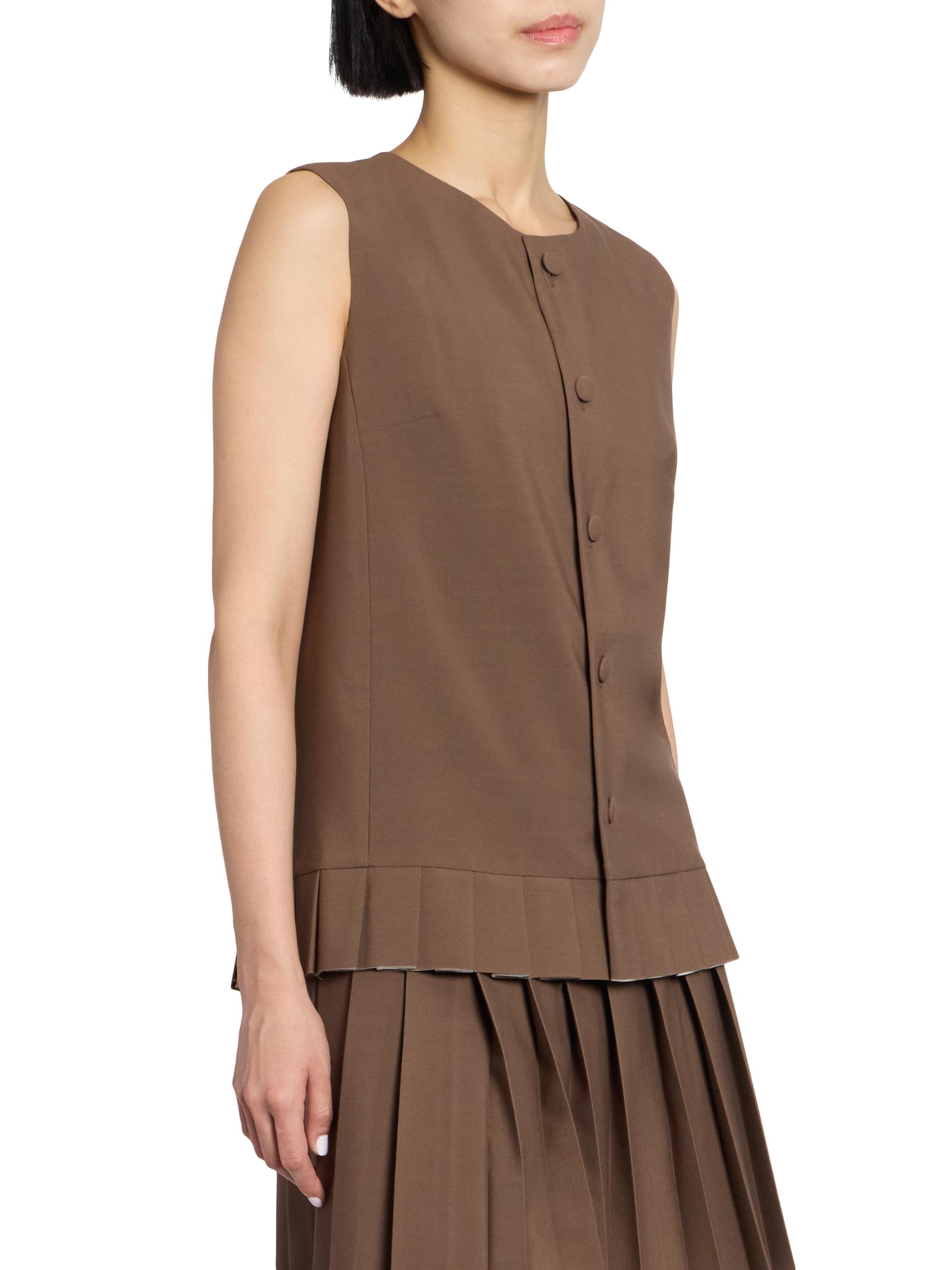 MM6 Maison Margiela Women's Pleated Wool-Blend Tunic Top - Brown | Thumbnail 4