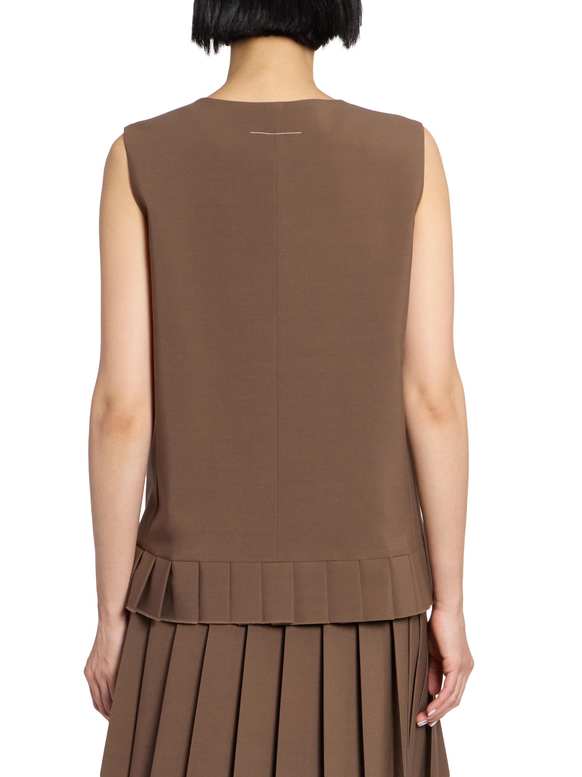 MM6 Maison Margiela Women's Pleated Wool-Blend Tunic Top - Brown | Thumbnail 5