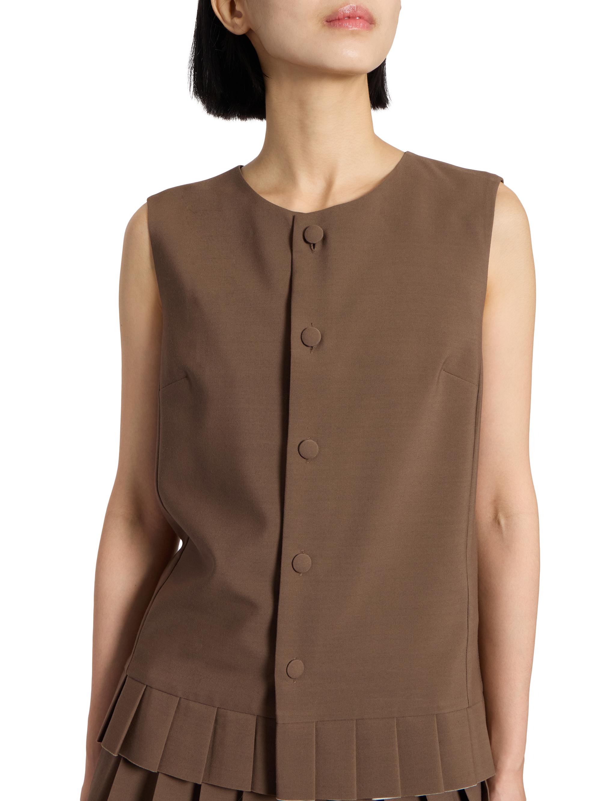 MM6 Maison Margiela Women's Pleated Wool-Blend Tunic Top - Brown | Thumbnail 6