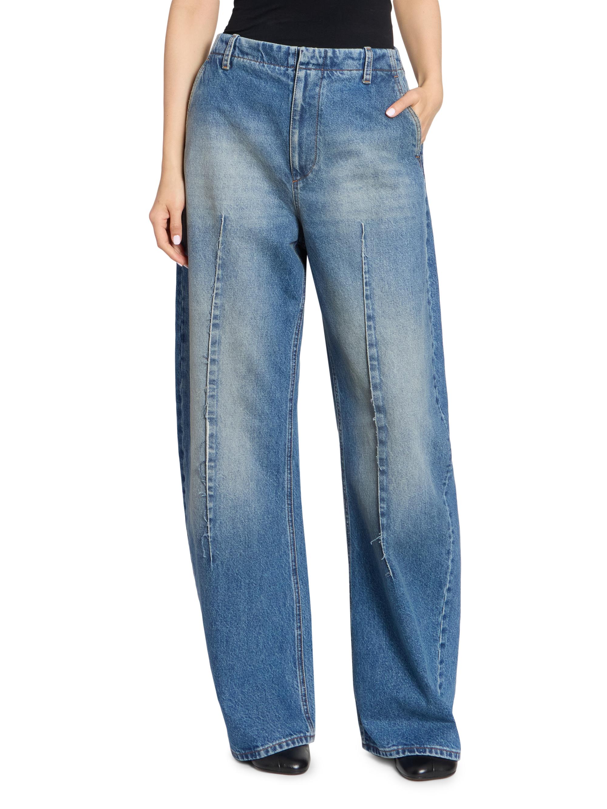MM6 Maison Margiela Women's Denim Barrel-Leg Pants - Blue | Thumbnail 3