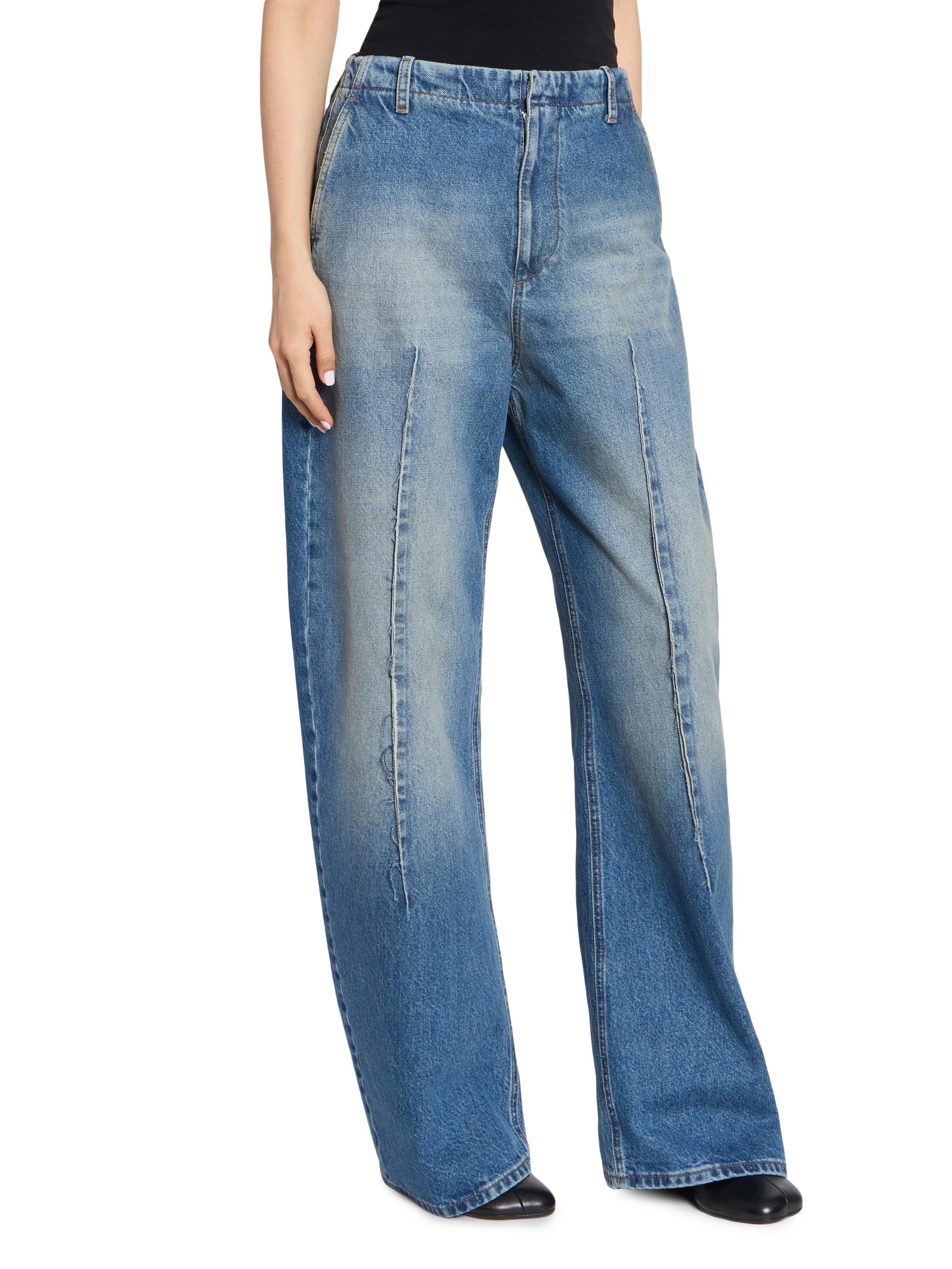MM6 Maison Margiela Women's Denim Barrel-Leg Pants - Blue | Thumbnail 4