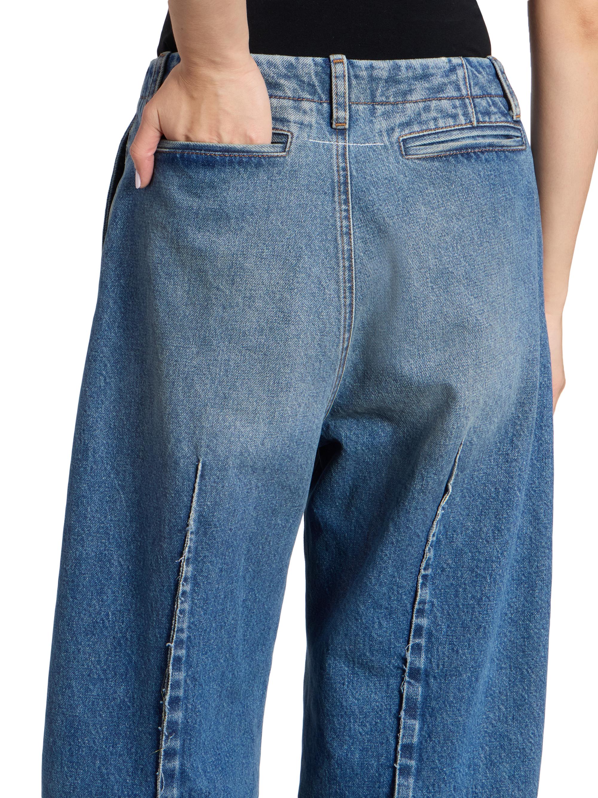 MM6 Maison Margiela Women's Denim Barrel-Leg Pants - Blue | Thumbnail 6