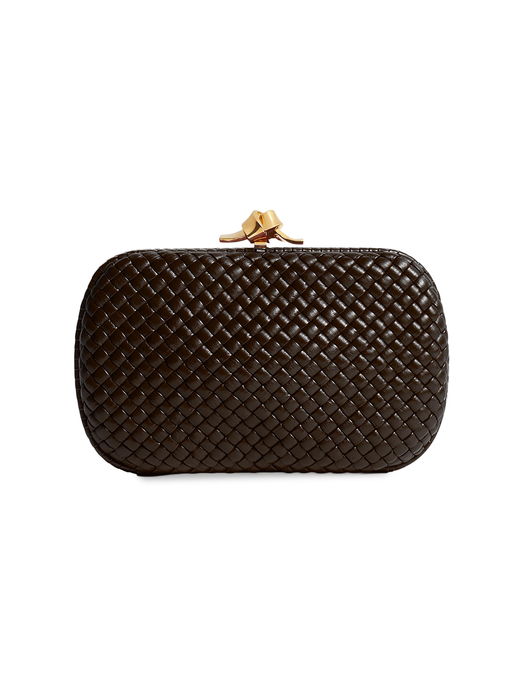 Bottega Veneta Women's Tosca Knot Intrecciato Leather Minaudière - Cardinal Brass