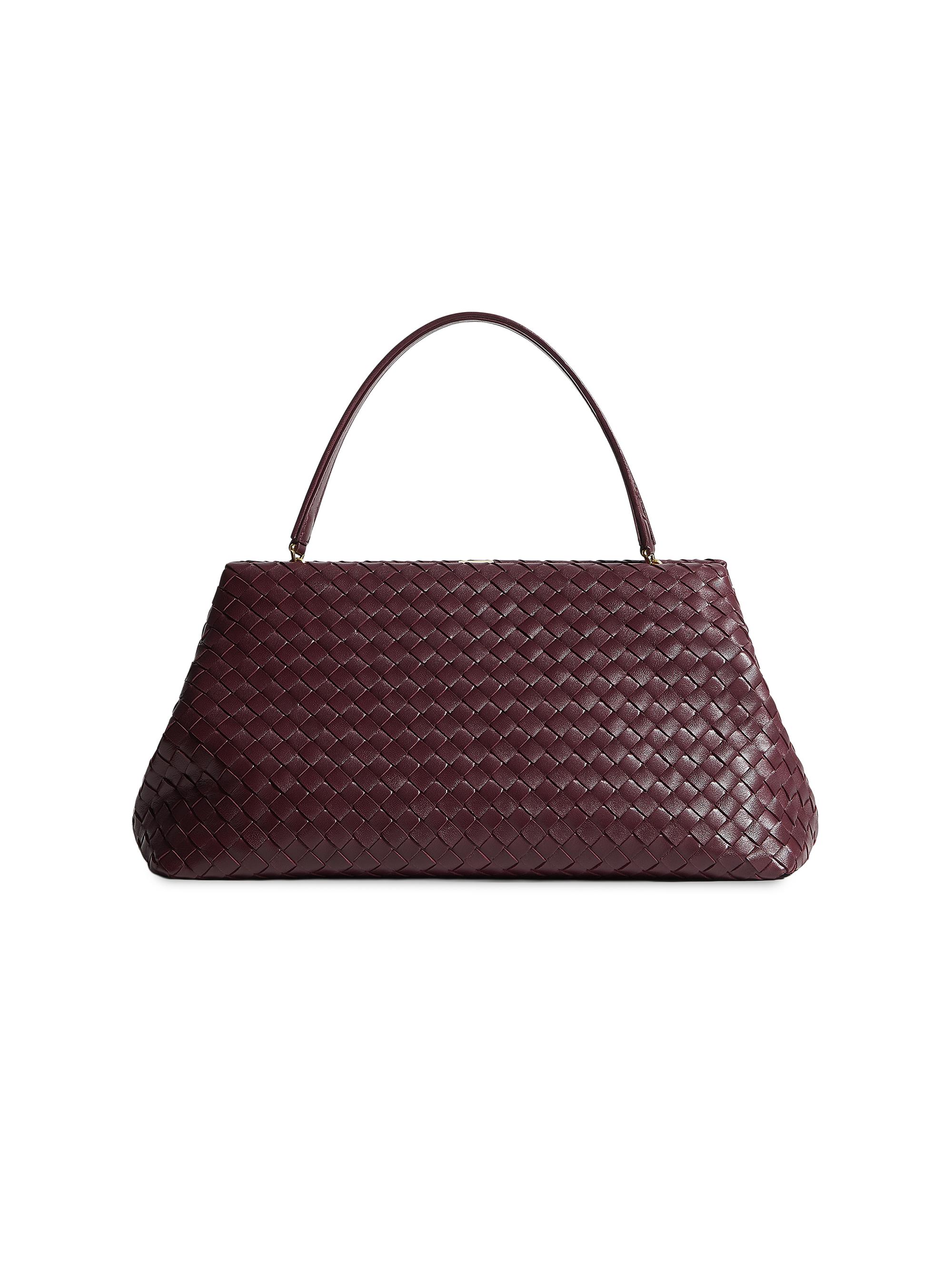 Bottega Veneta Women's 1998 Intrecciato Leather Top Handle Frame Bag - Deep Mahogany Brass