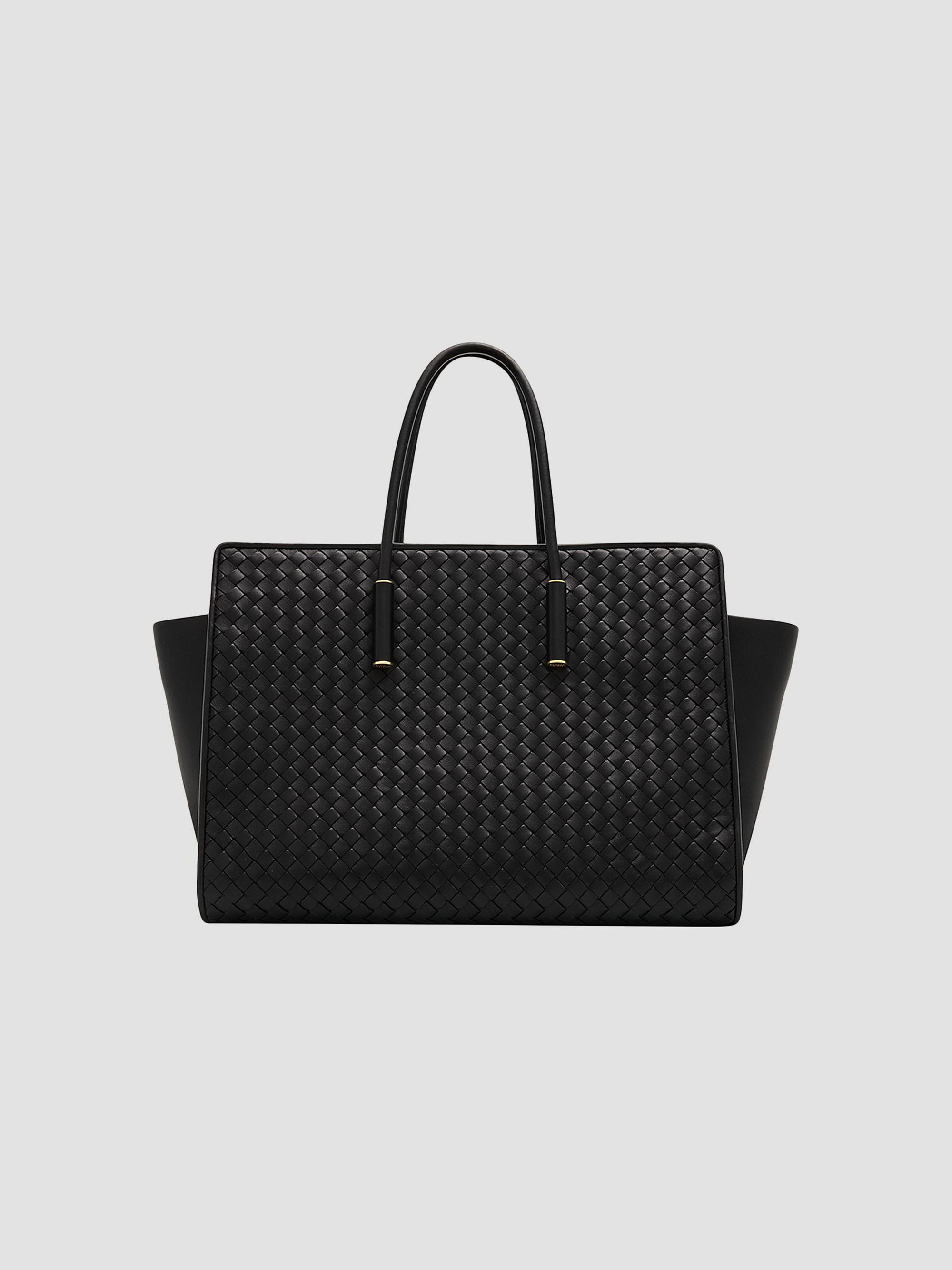 Bottega Veneta Women's Barbara Intrecciato Structured Leather Tote Bag - Black Brass Vibrato | Thumbnail 7