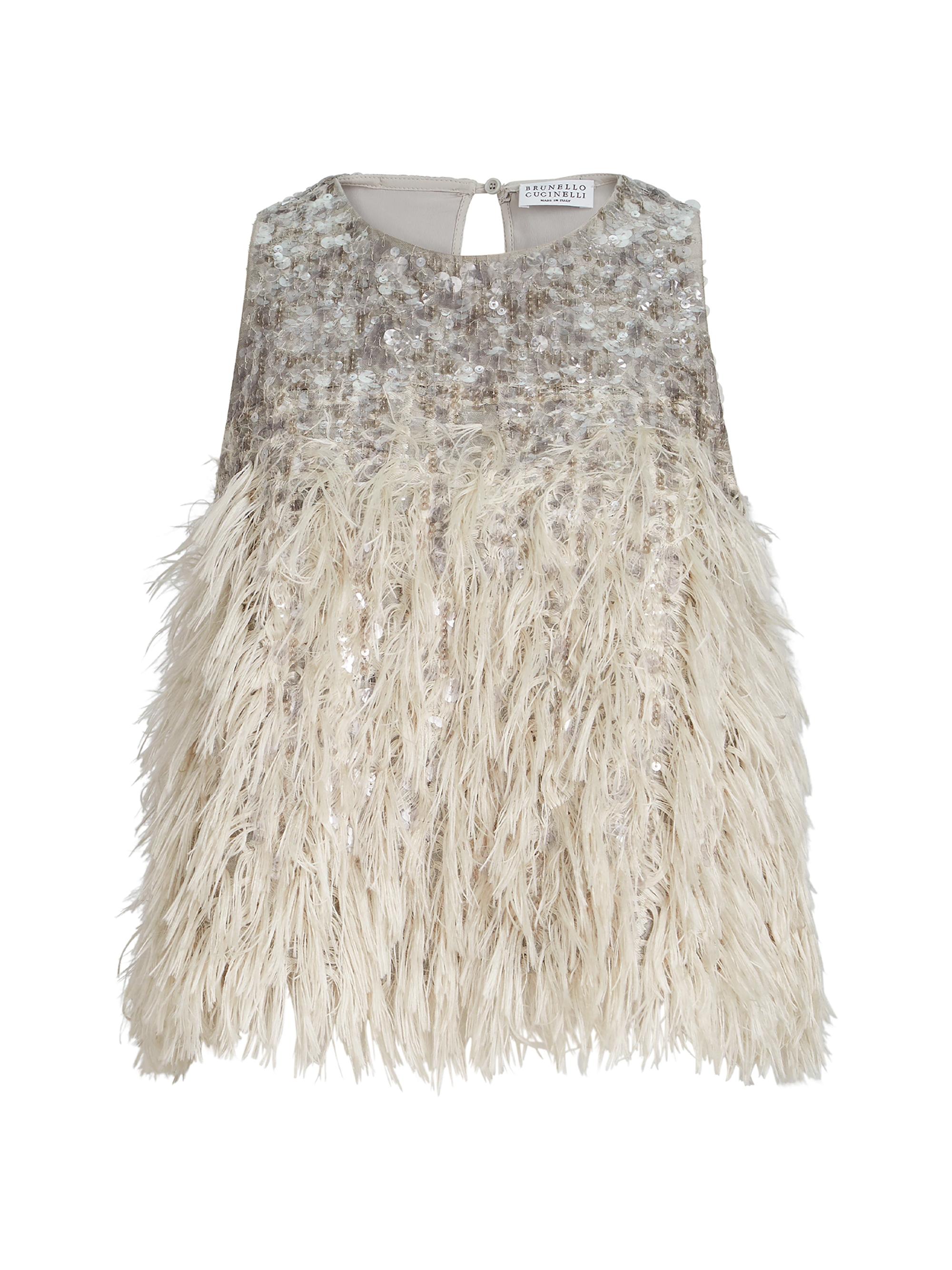 Brunello Cucinelli Women's Dazzling Dégradé Top in Cotton and Silk Fil Coupé - Grey