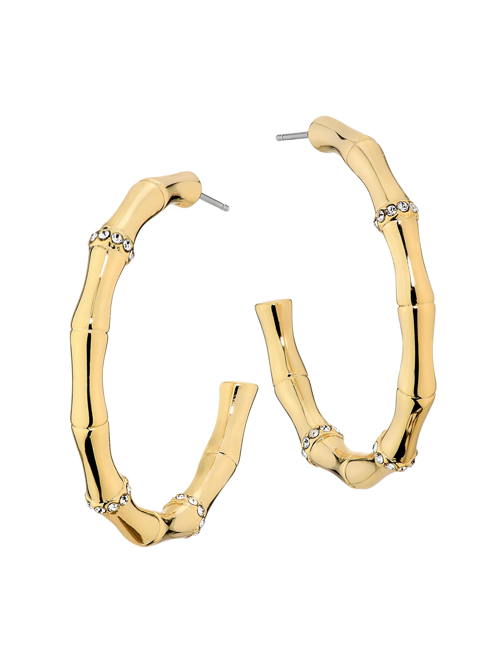 Ramy Brook Women's Chiara Goldtone & Cubic Zirconia Bamboo Hoop Earrings - Gold