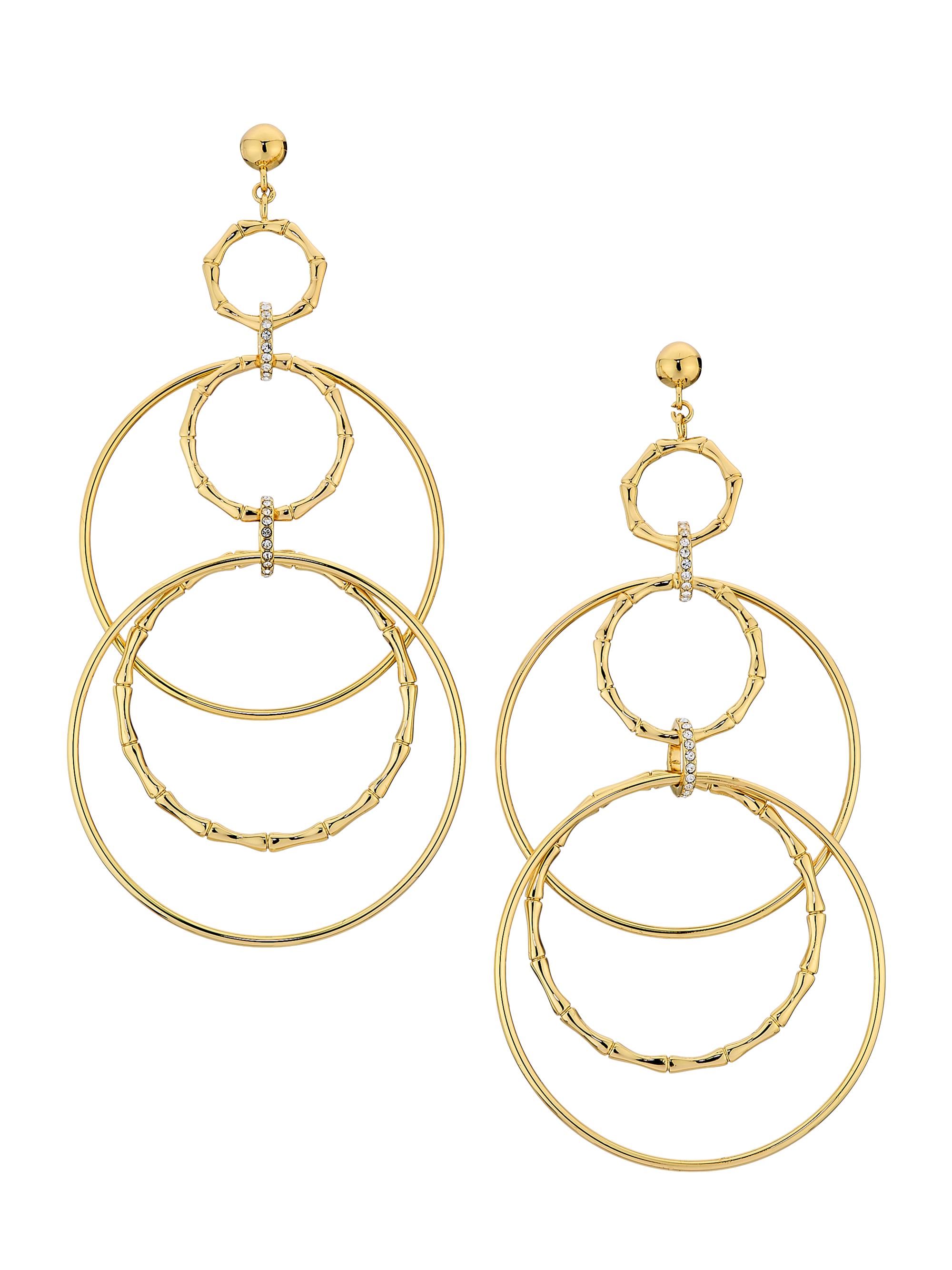 Ramy Brook Women's Chiara Goldtone & Cubic Zirconia Bamboo Hoop Drop Earrings - Gold