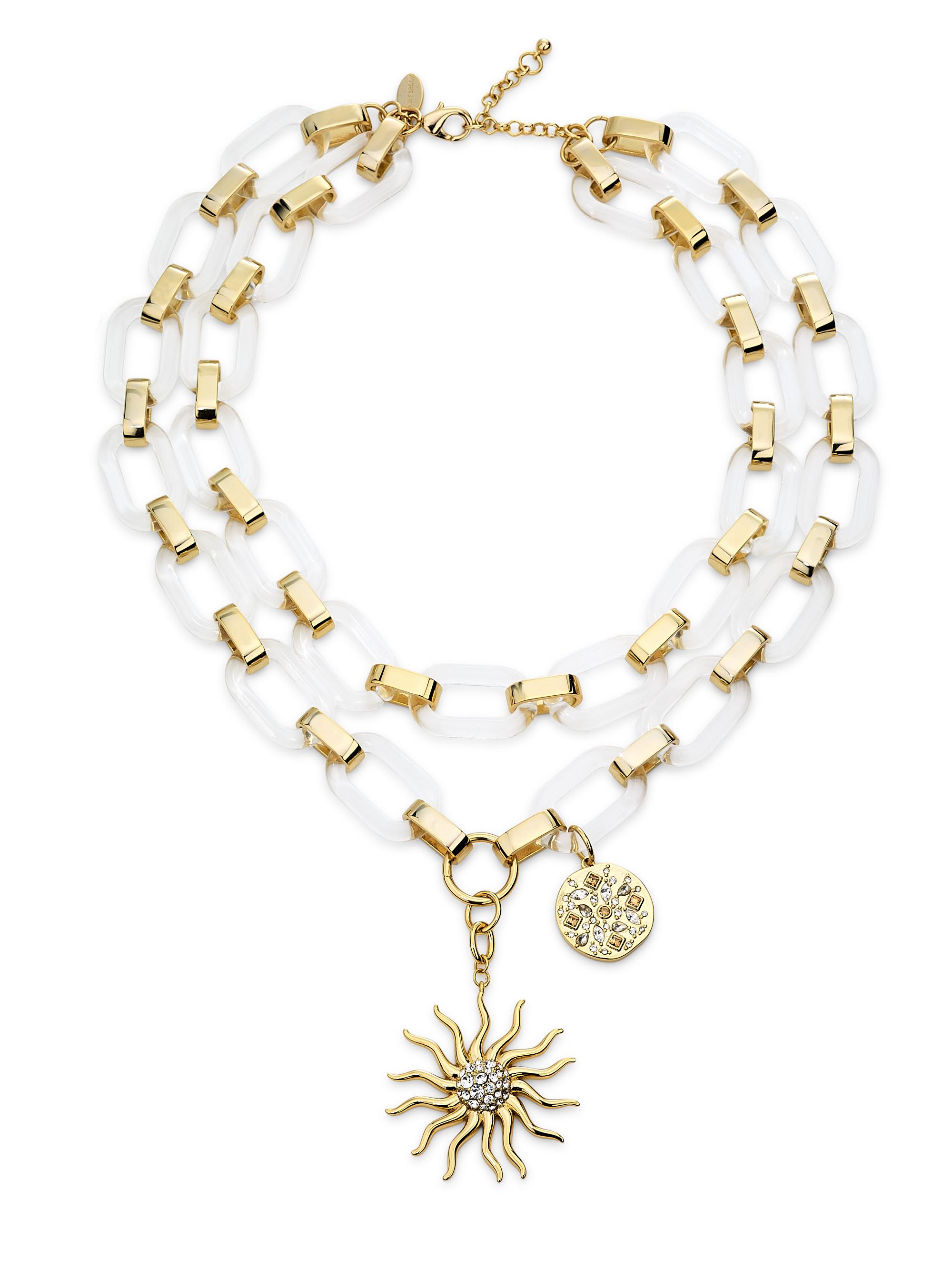 Ramy Brook Women's Elisa Goldtone, Resin & Cubic Zirconia Celestial Pendant Necklace - White