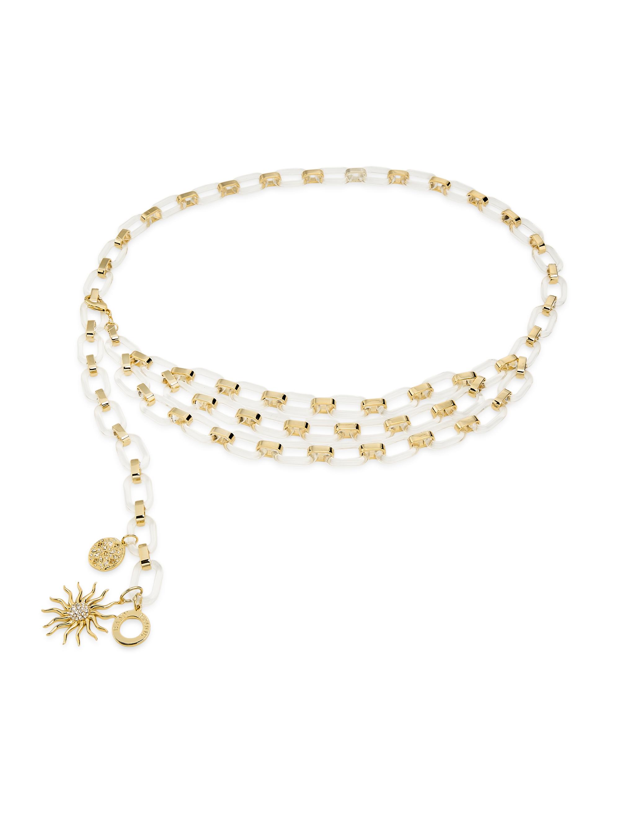 Ramy Brook Women's Elisa Goldtone, Resin & Cubic Zirconia Belt - White