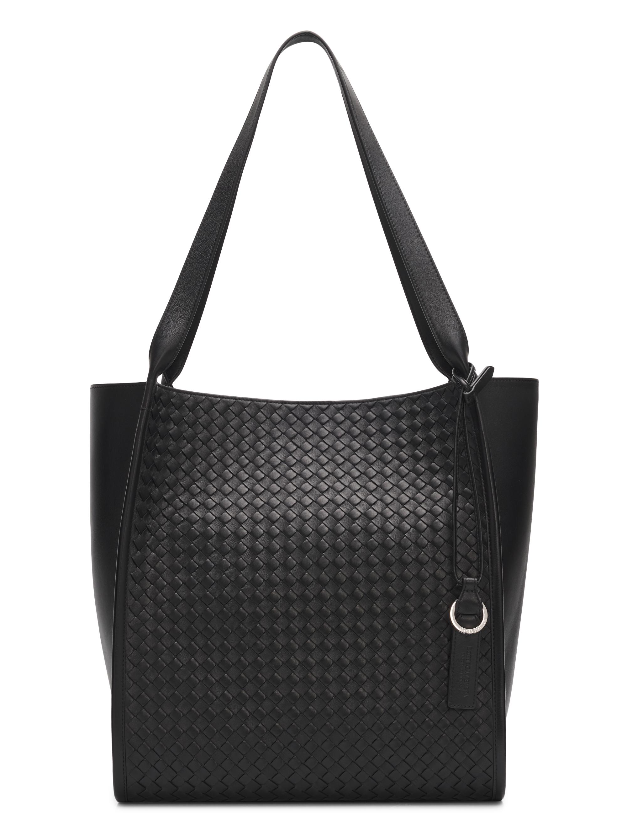 Bottega Veneta Men's Corriere Intrecciato Leather Tote Bag - Black Silver