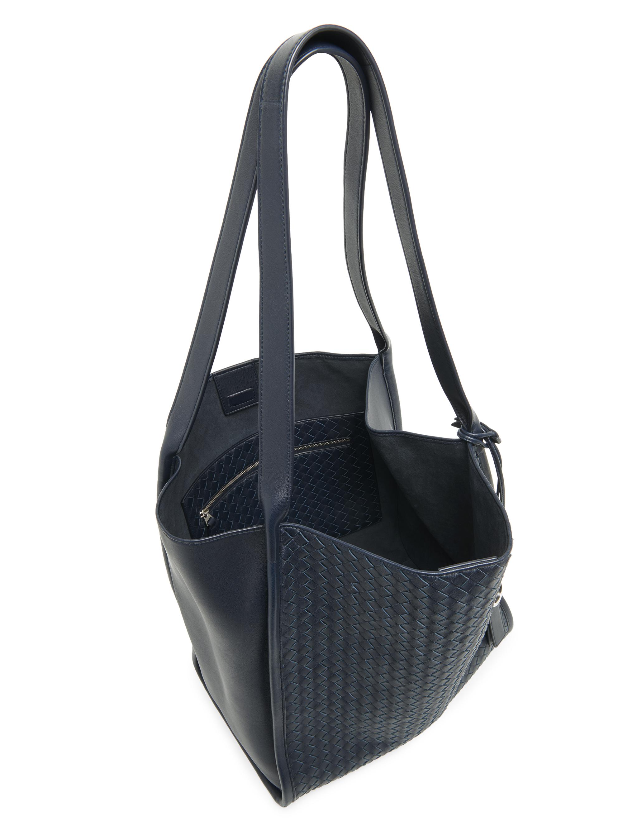 Bottega Veneta Men's Corriere Intrecciato Leather Tote Bag - Midnight Silver | Thumbnail 3