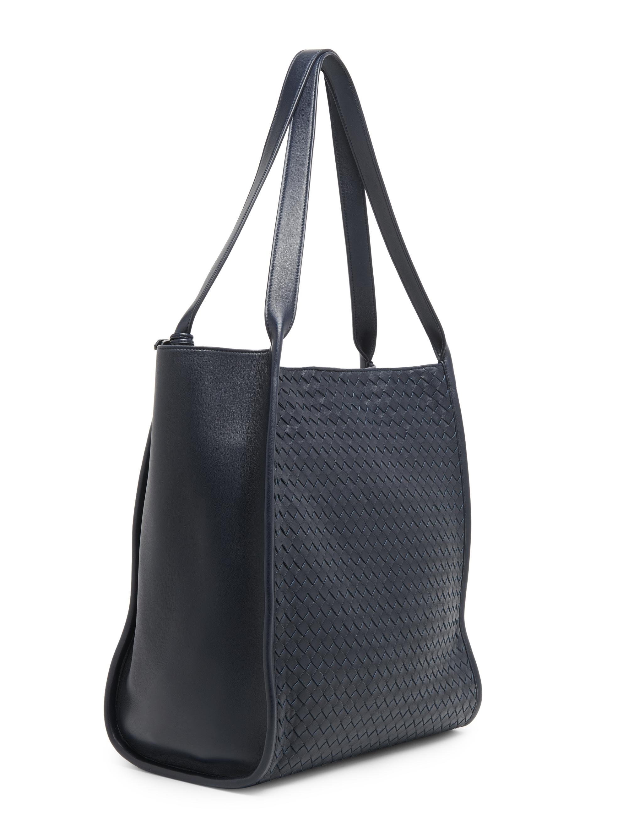 Bottega Veneta Men's Corriere Intrecciato Leather Tote Bag - Midnight Silver | Thumbnail 4