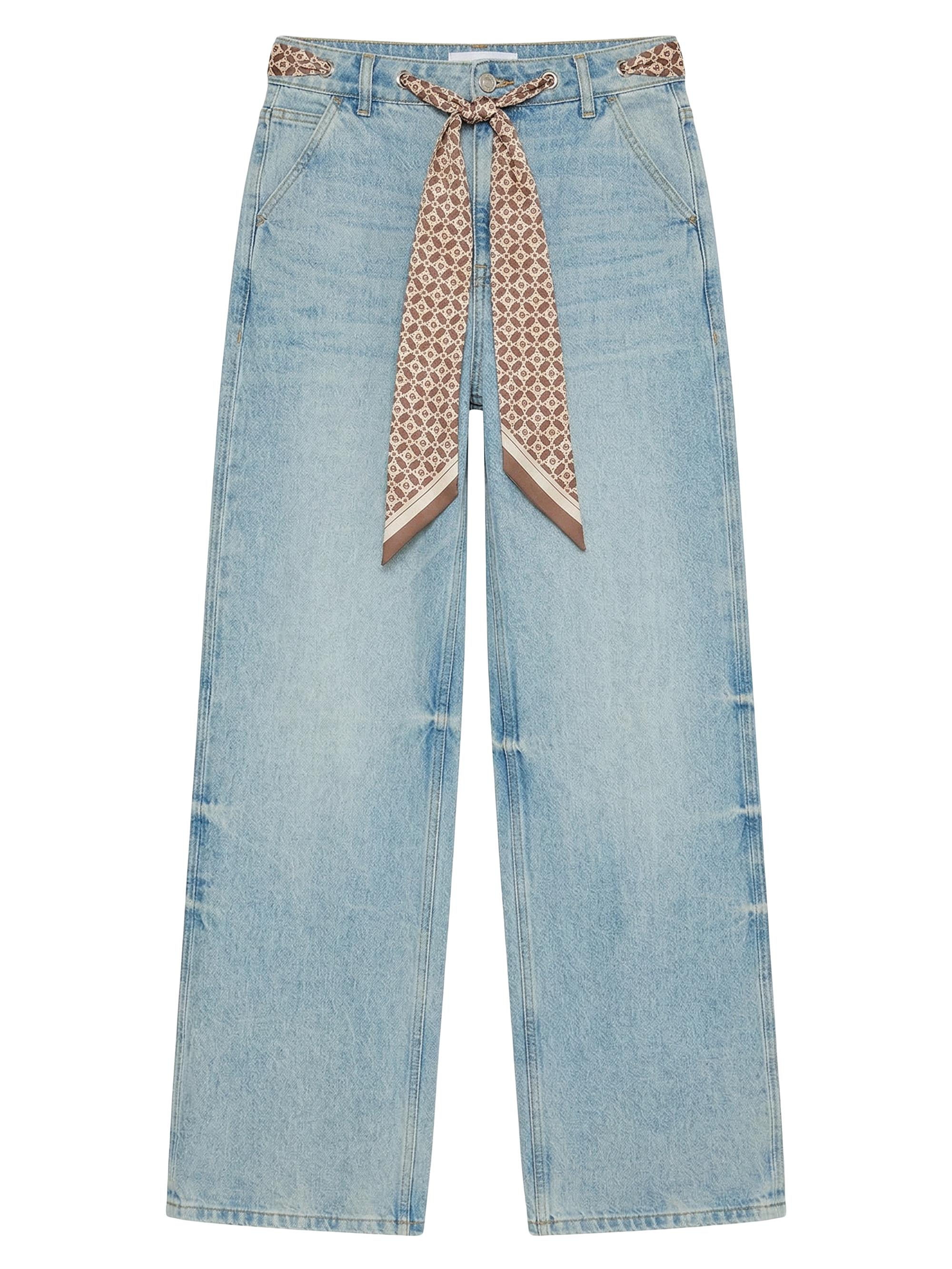 SEROYA Women's Bond Sash Belt Baggy Jeans - Coastline
