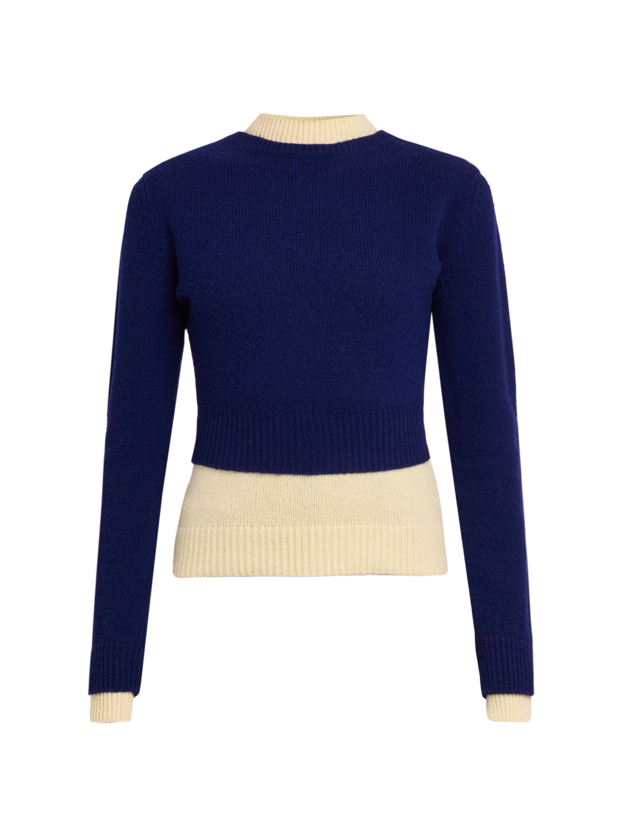 Jil Sander Women's Layered Colorblocked Wool Sweater - Moon River