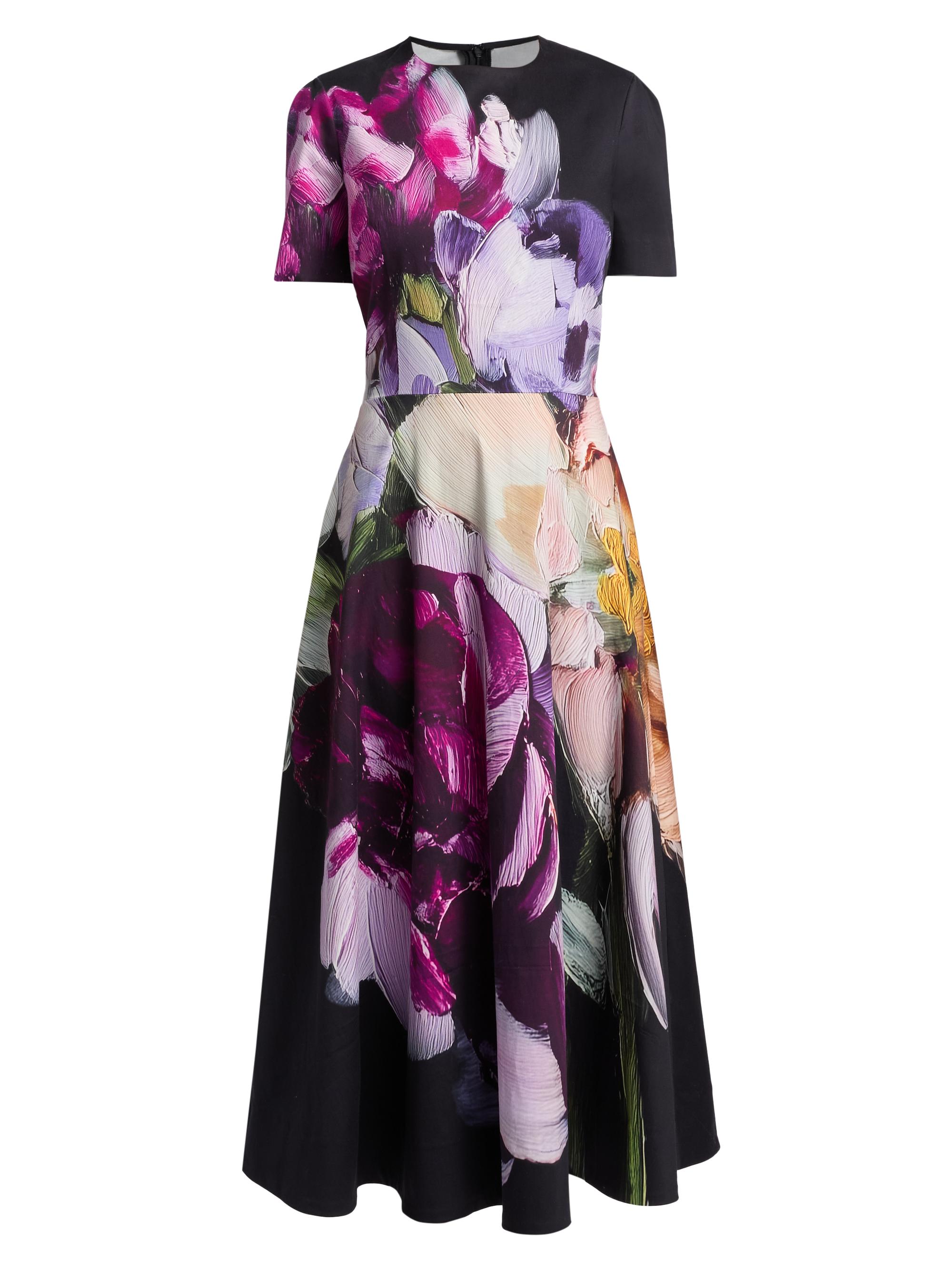 Teri Jon by Rickie Freeman Women's Floral Cotton A-Line Midi-Dress - Black Multi