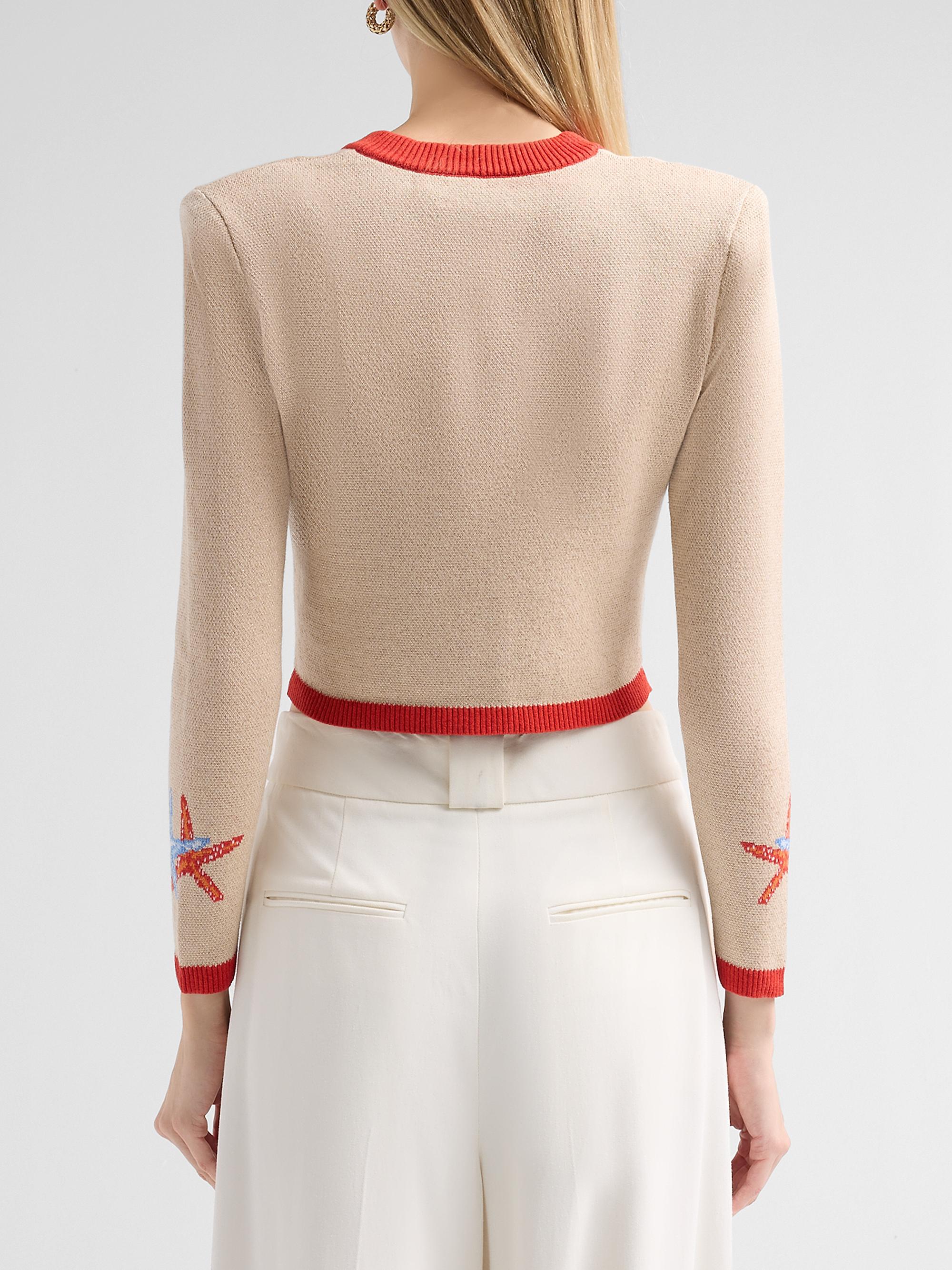 Retrofête Women's Aralyn Coral Seashell Knit Cardigan - Sand Multi | Thumbnail 3