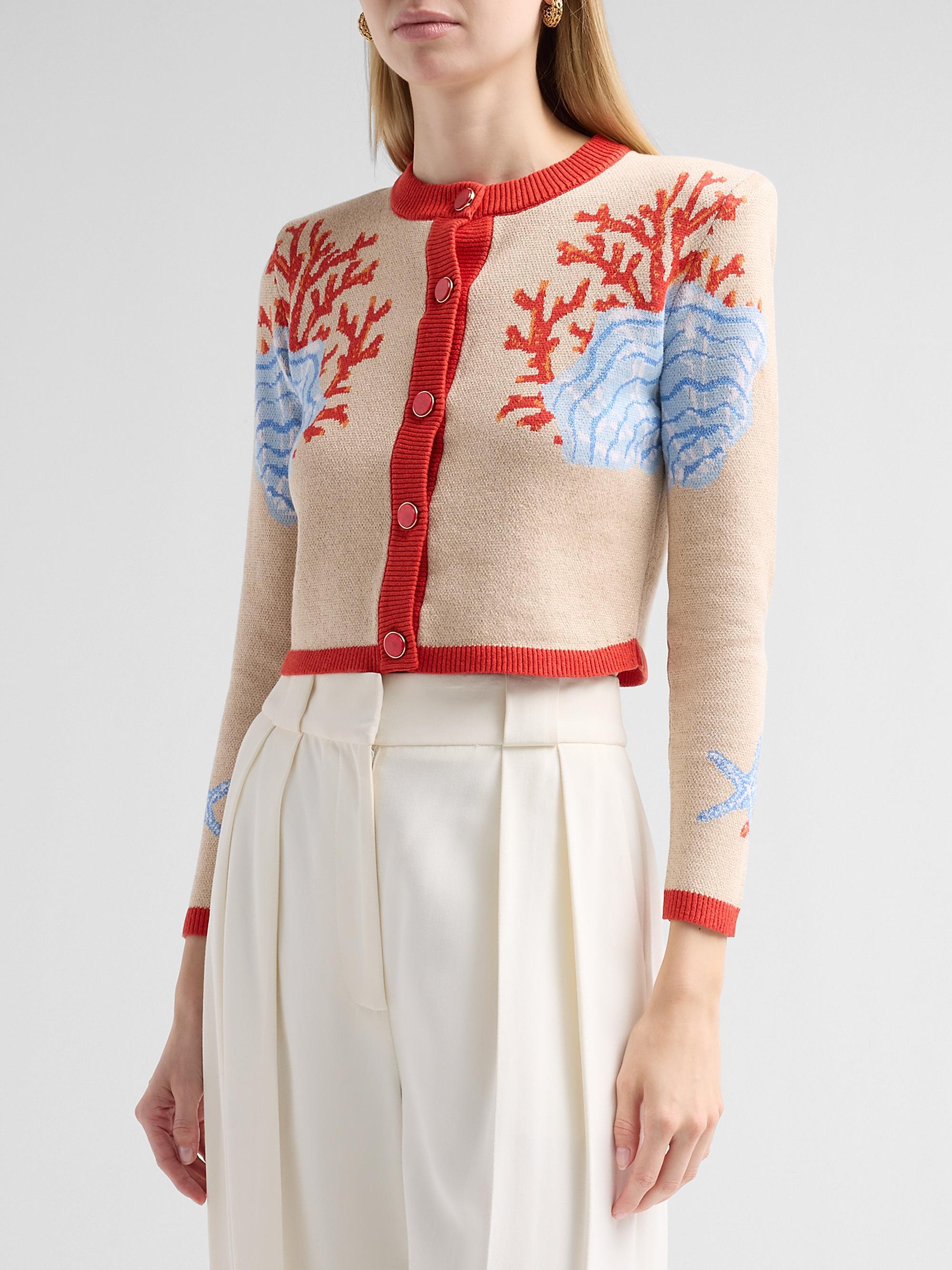 Retrofête Women's Aralyn Coral Seashell Knit Cardigan - Sand Multi | Thumbnail 4